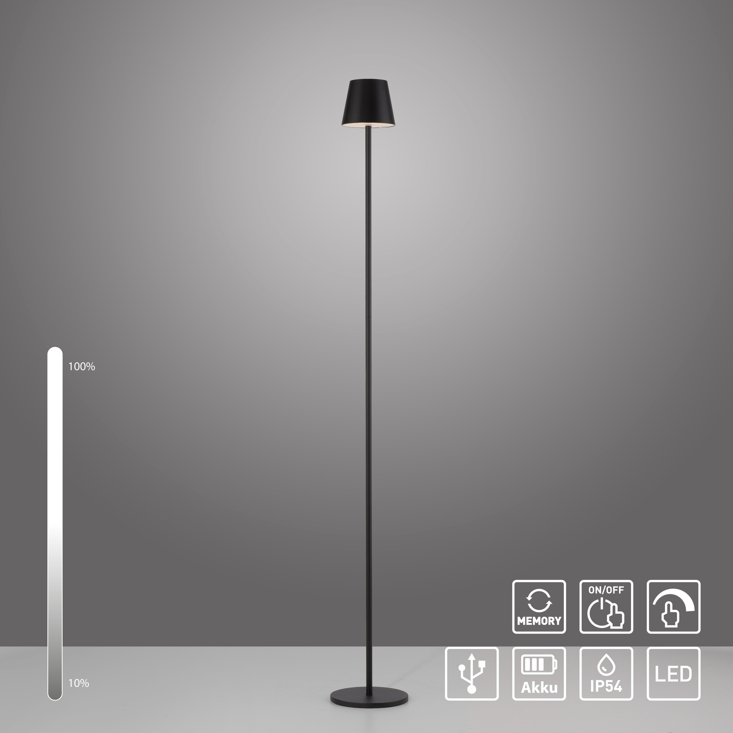 JUST LIGHT Stehlampe »EURIA«, 1 flammig, Leuchtmittel LED-Modul | LED fest integriert, Akkuleuchte