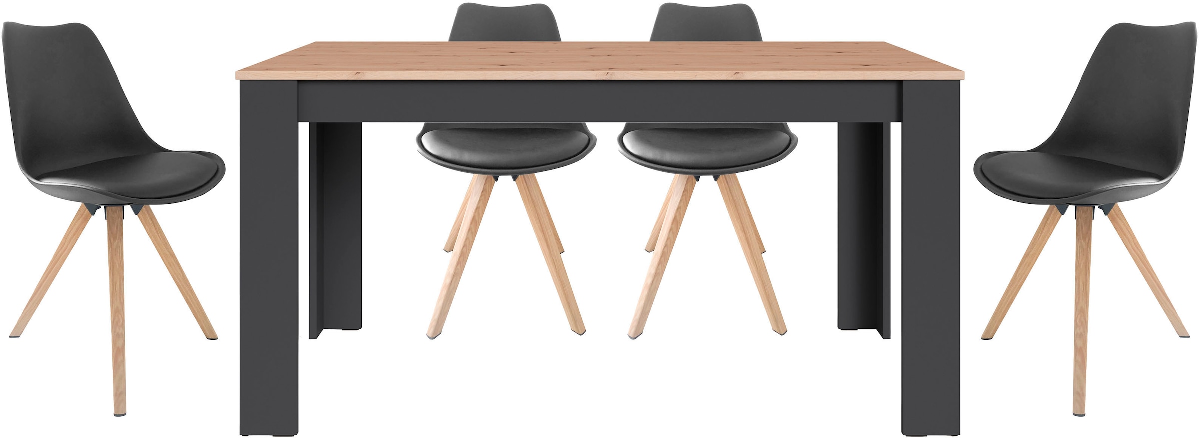 byLIVING Essgruppe »Kira« Set, 5 Stk. tlg. modernes Set mit 4 Stühlen in me günstig online kaufen