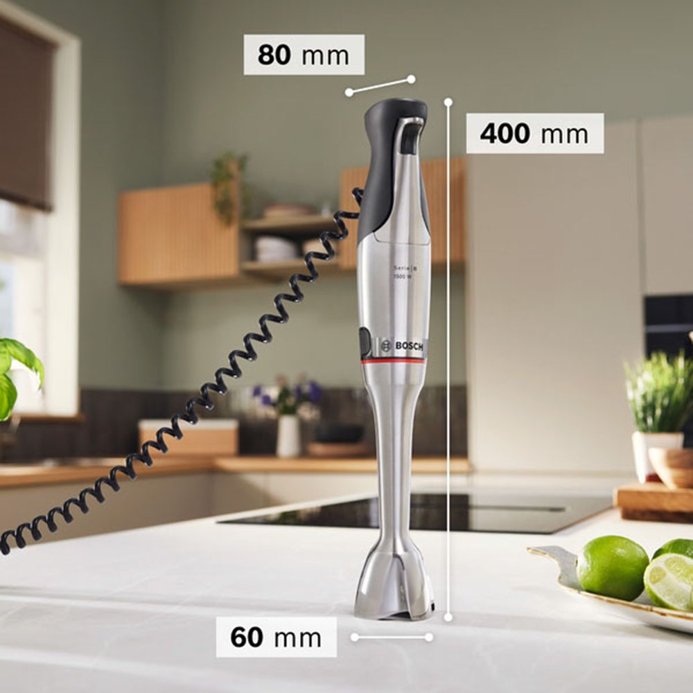 BOSCH Stabmixer »ErgoMaster Serie 8, MSM8M934, Doppelschneebesen, Becher, Zerkleinerer« 1500 W 6 Klingen Edelstahl, Spiralkabel, Keramikkupplung, luftgekühlter Motor