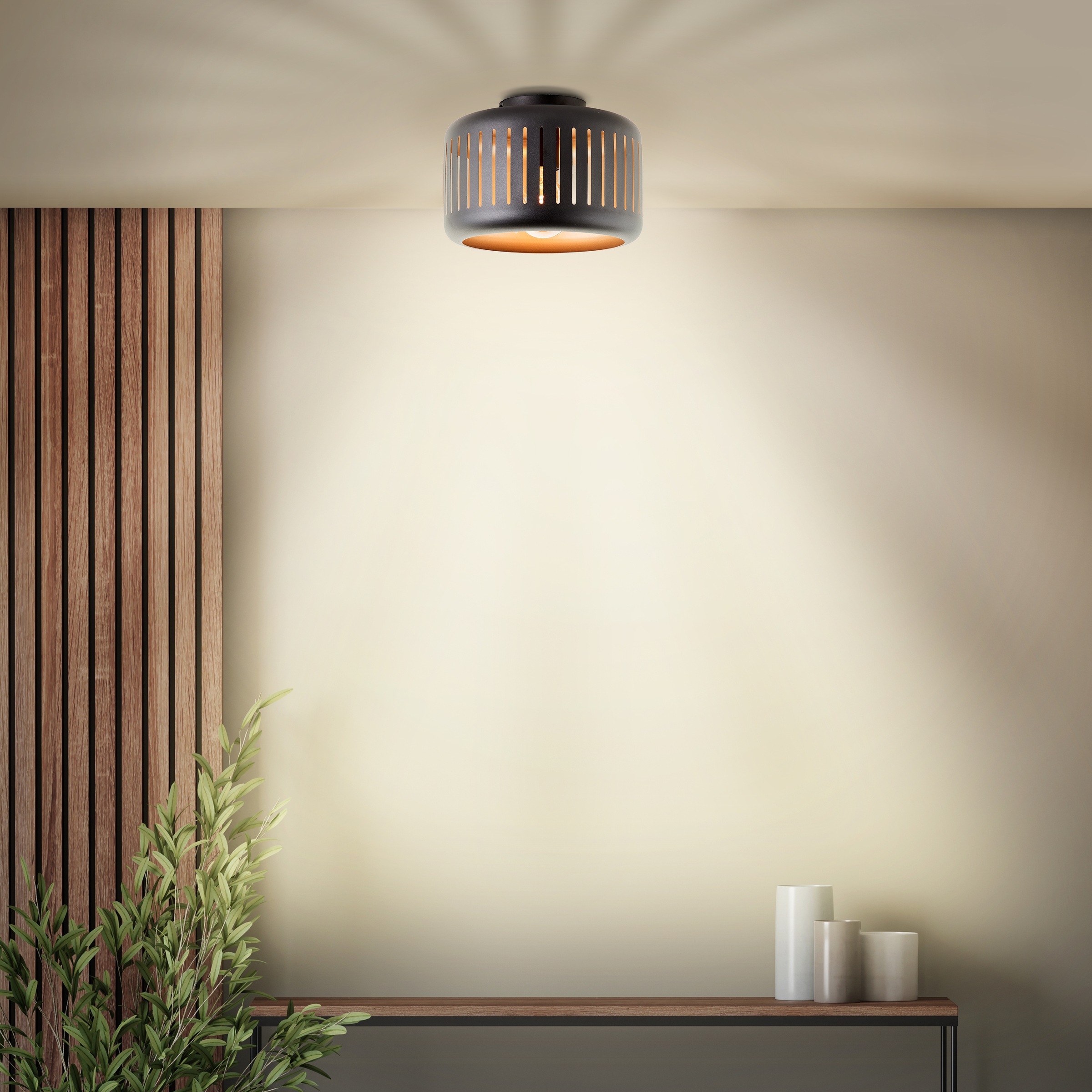 Brilliant Deckenleuchte »Tyas«, 1 flammig, Leuchtmittel E27 | ohne Leuchtmittel, 19 x 27 cm, E27, Metall, schwarz/goldfarben