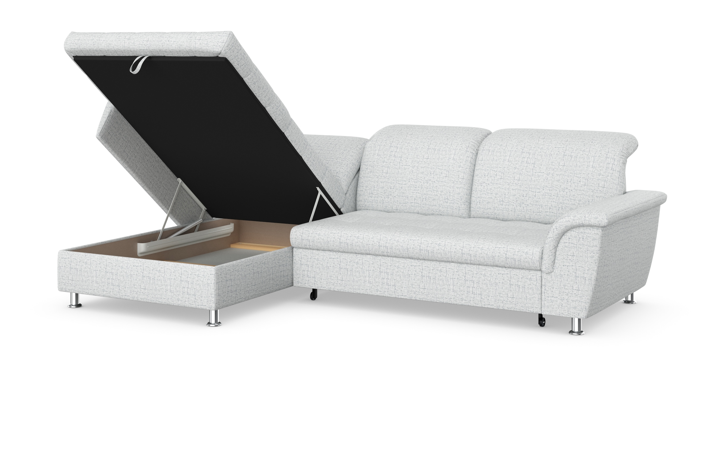 DOMO collection Ecksofa Franzi, wahlweise mit Bettfunktion, Bettkasten und Kopfteilverstellung