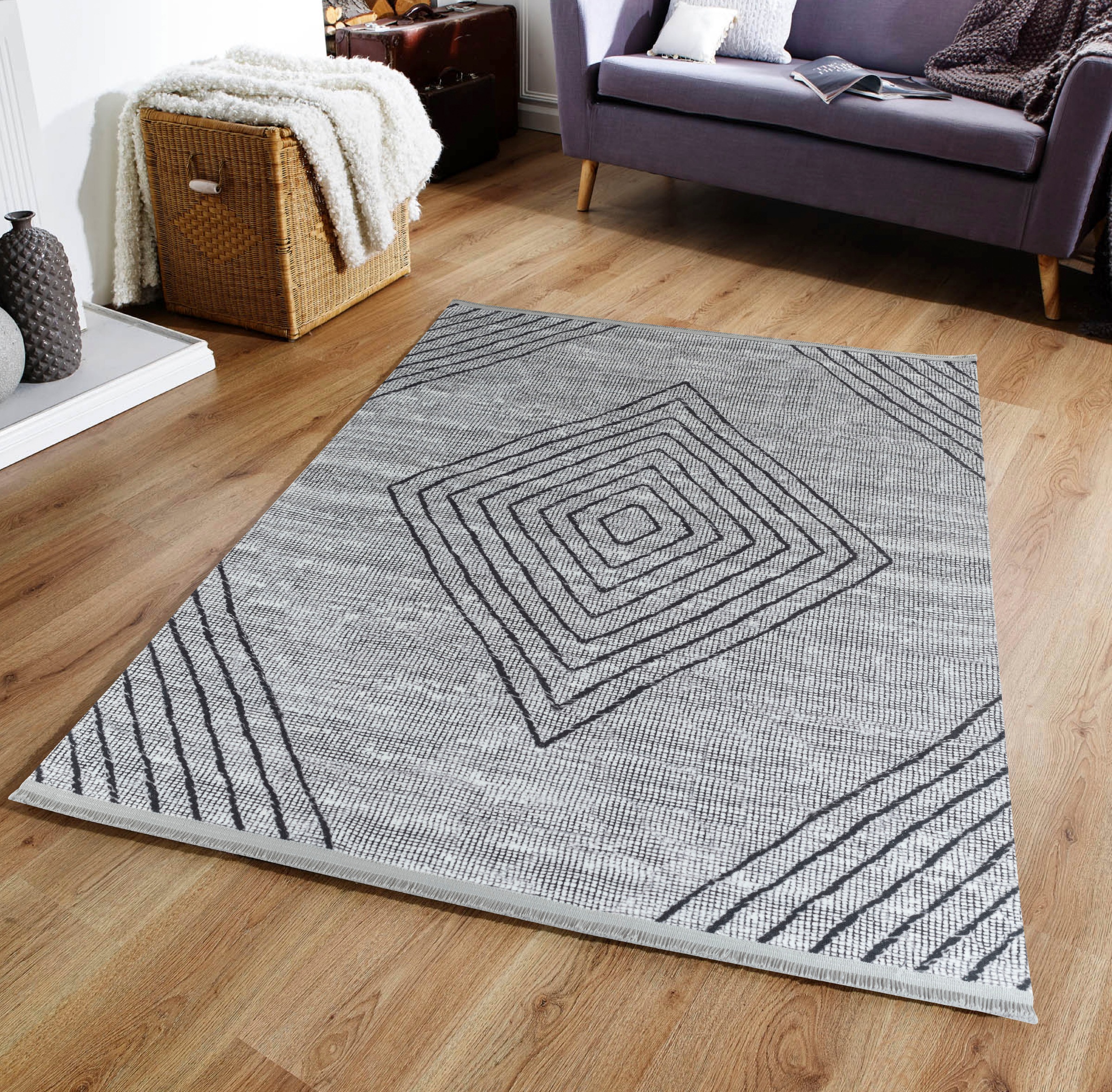 Sehrazat Teppich »EFE 1010«, rechteckig, 5 mm Höhe, Wohnzimmer, Flachwebteppich, Scandi Style