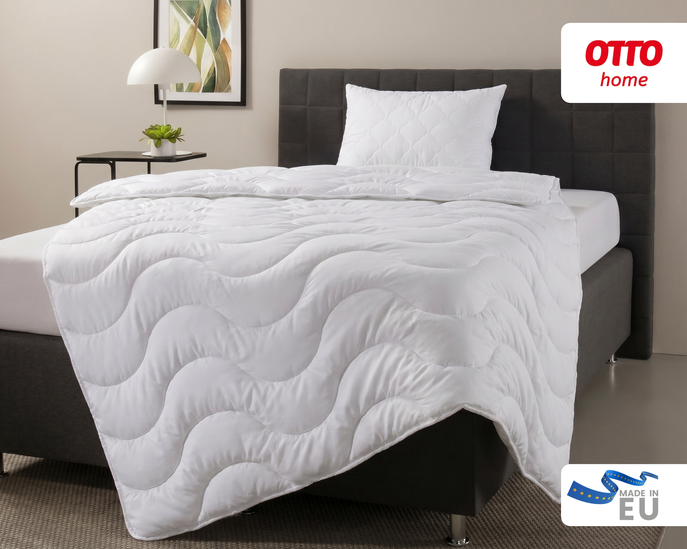 OTTO home Microfaserbettdecke + Microfaserkissen »Mailo, Bettdecke 135x200 cm, 155x220 cm« 2-tlg., Set mit Kissen 80x80 cm, Sommer, Winter