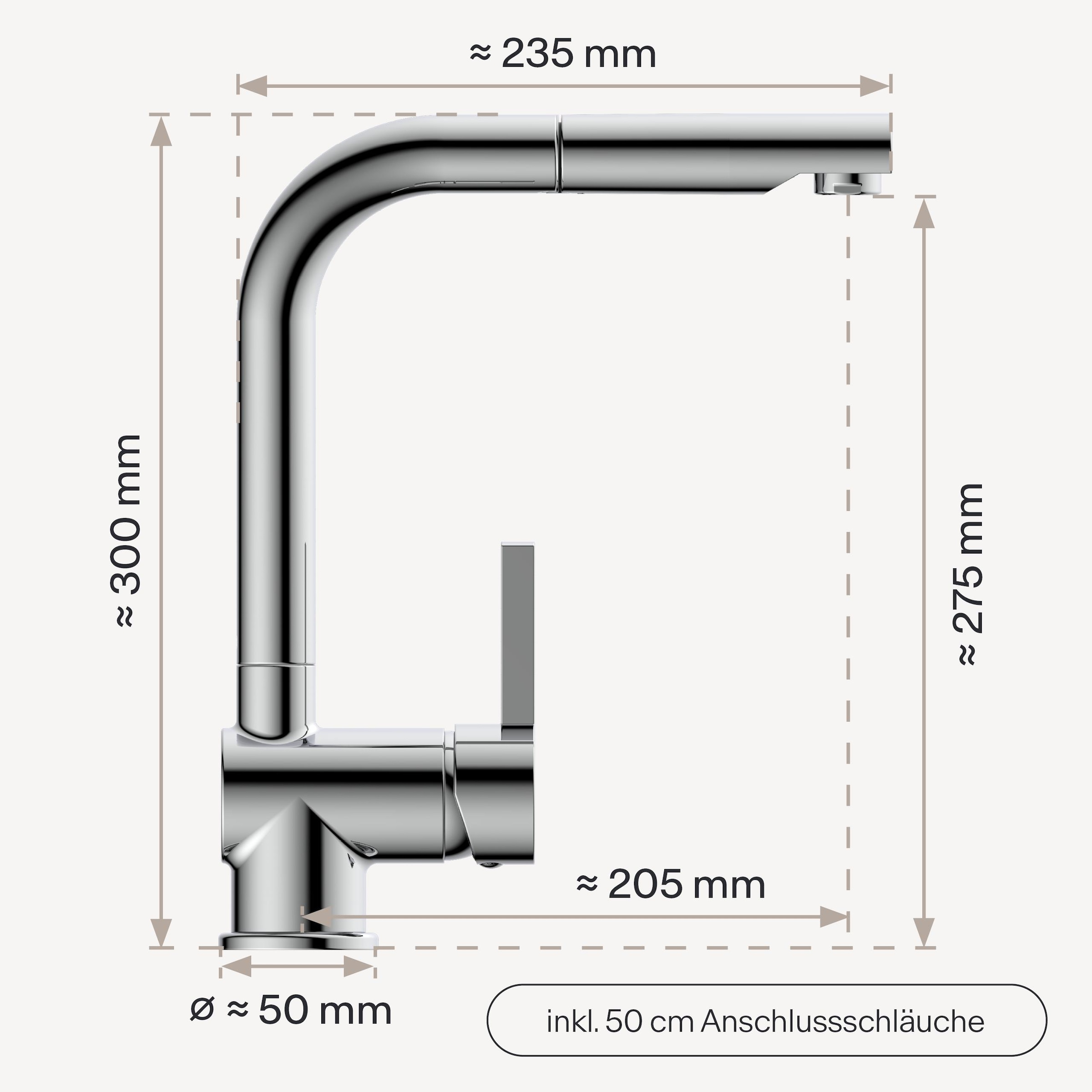 WASSERWERK Spültischarmatur »WK 4, Wasserhahn, Küche, Einhebelmischer«
