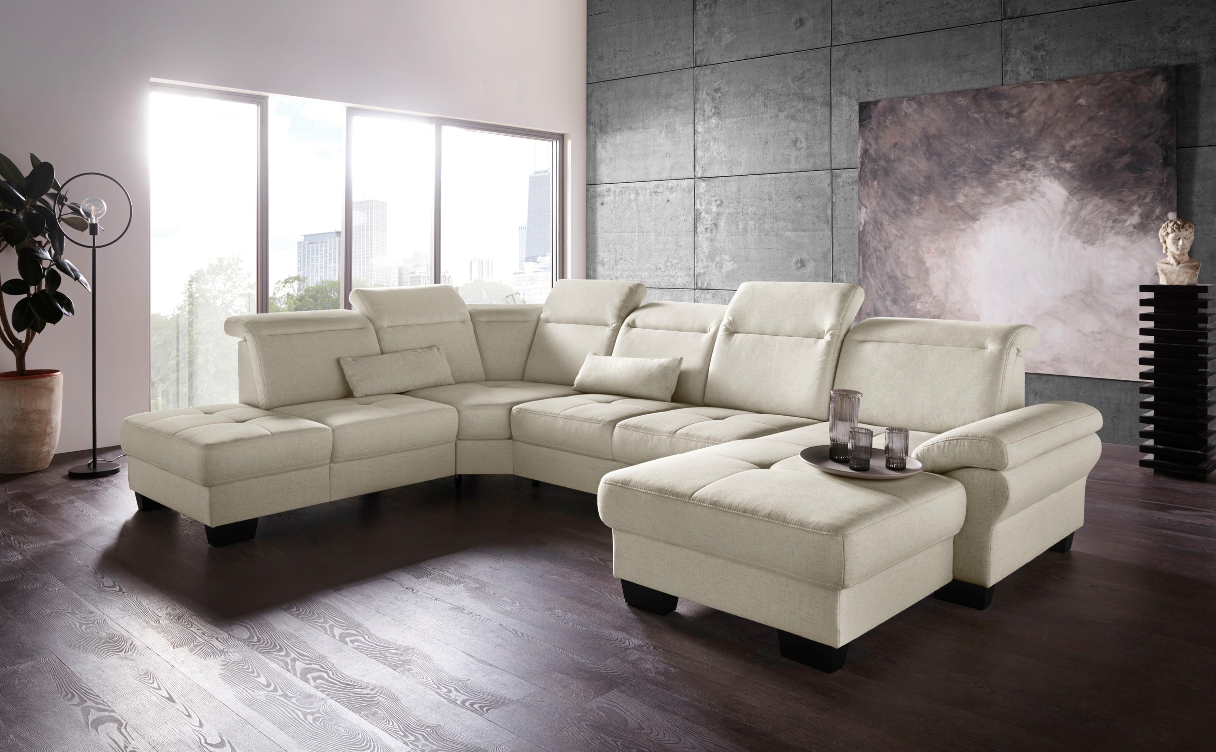 Home affaire Wohnlandschaft »Cornwall U-Form« inkl. Sitztiefenverstellung, günstig online kaufen