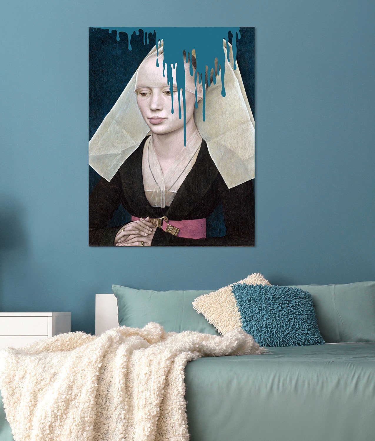 queence Acrylglasbild »Nonne mit Farbklecks«, Kunst-Gemälde-Frau-Bilder von günstig online kaufen