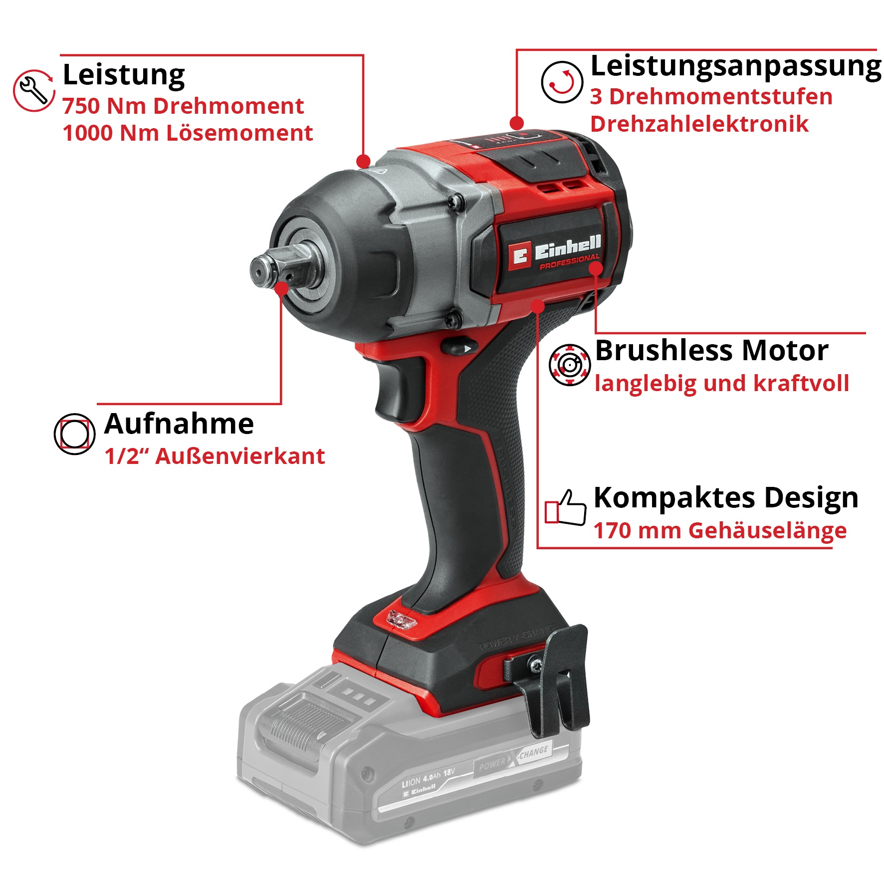 Einhell Akku-Schlagschrauber »TP-CW 18/750-C Li BL - Solo«, ohne Akku und L günstig online kaufen