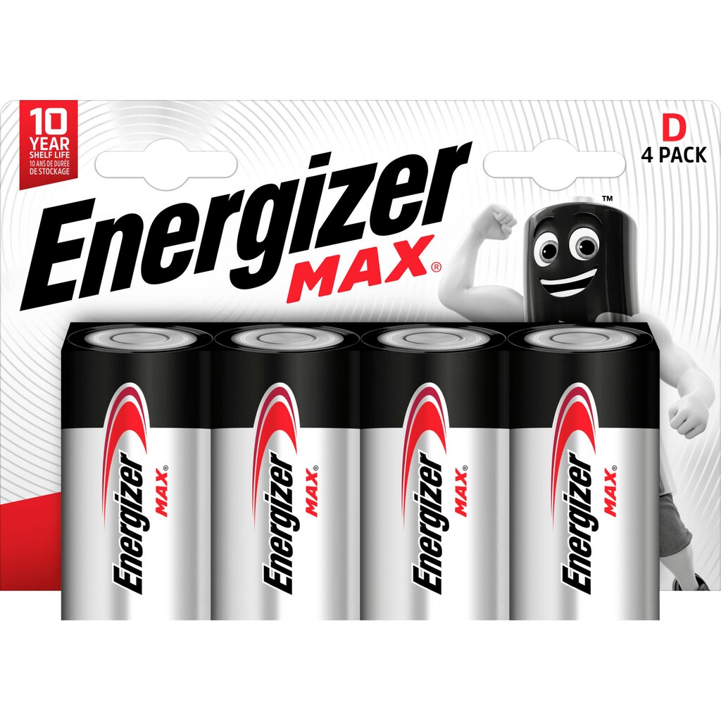 Energizer Batterie »4er Pack MAX D Alkaline«, (Packung, 4 St.)