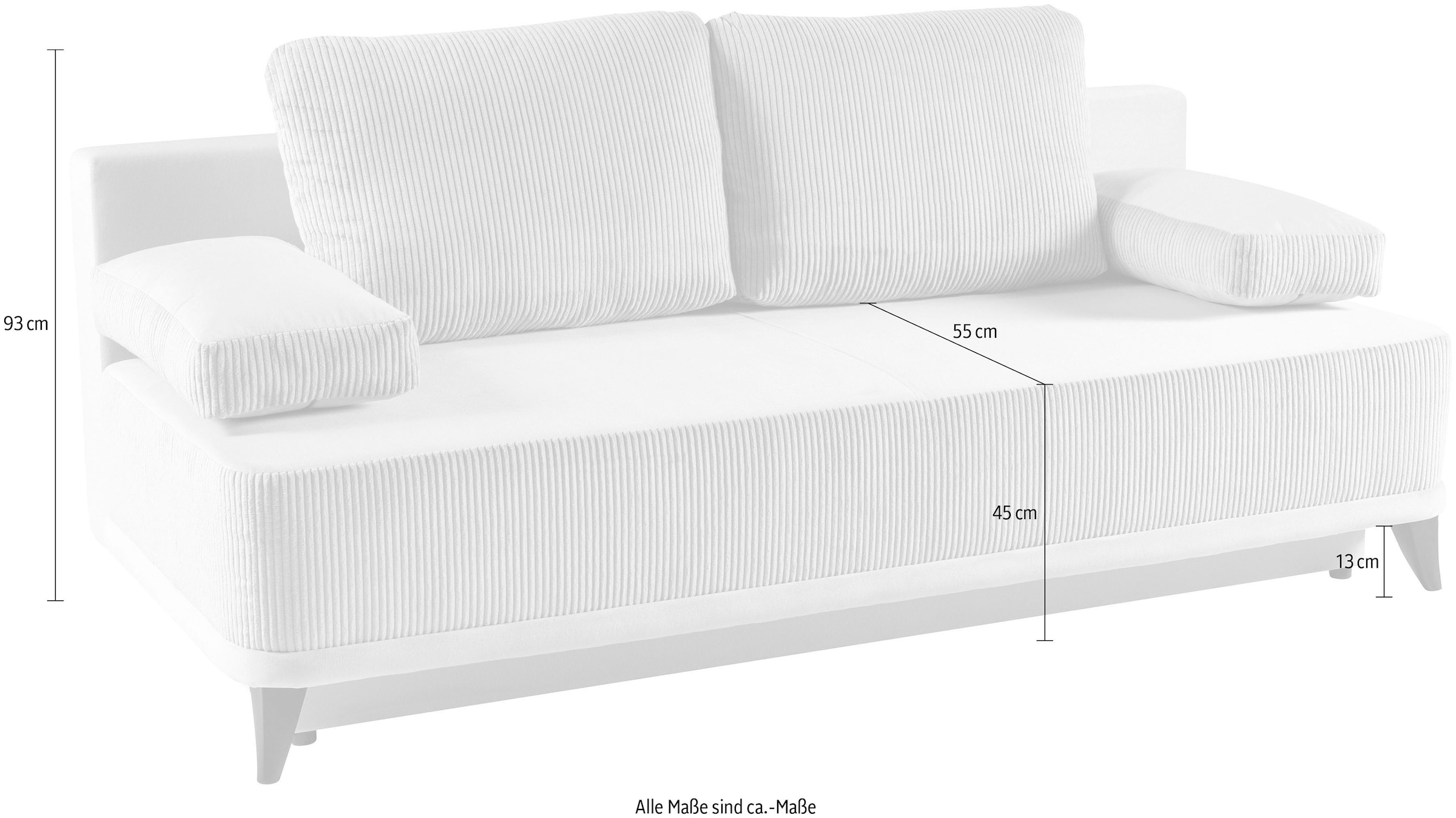 WERK2 Schlafsofa »Rosso Breite 202 modern & bequem, Federkern, Bettkasten, Bettfunktion« Cord, Schlaffunktion, Bettkasten