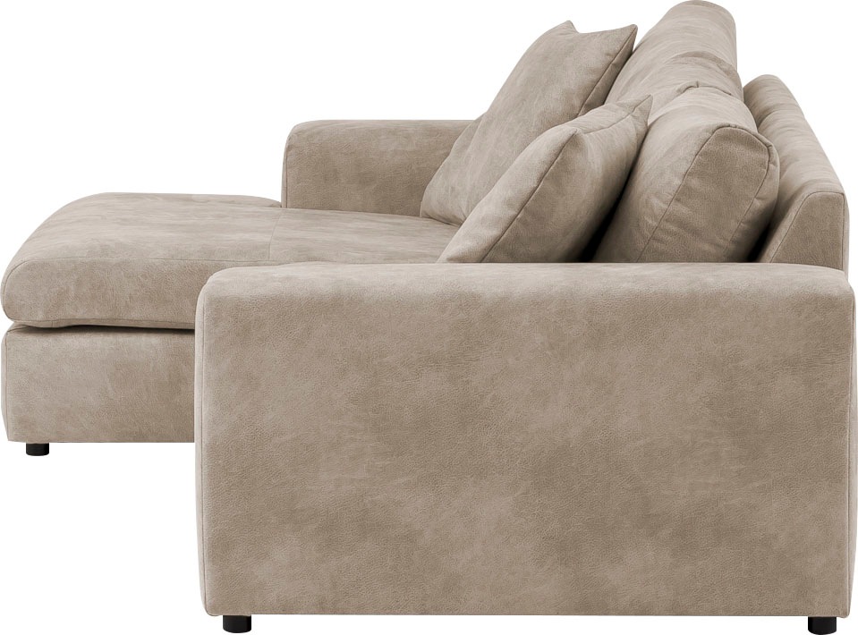 andas Ecksofa »SLEETLAND XXL in Samtvelours oder Vintage-Leder-Optik, L-Form,«, besonders groß und bequem