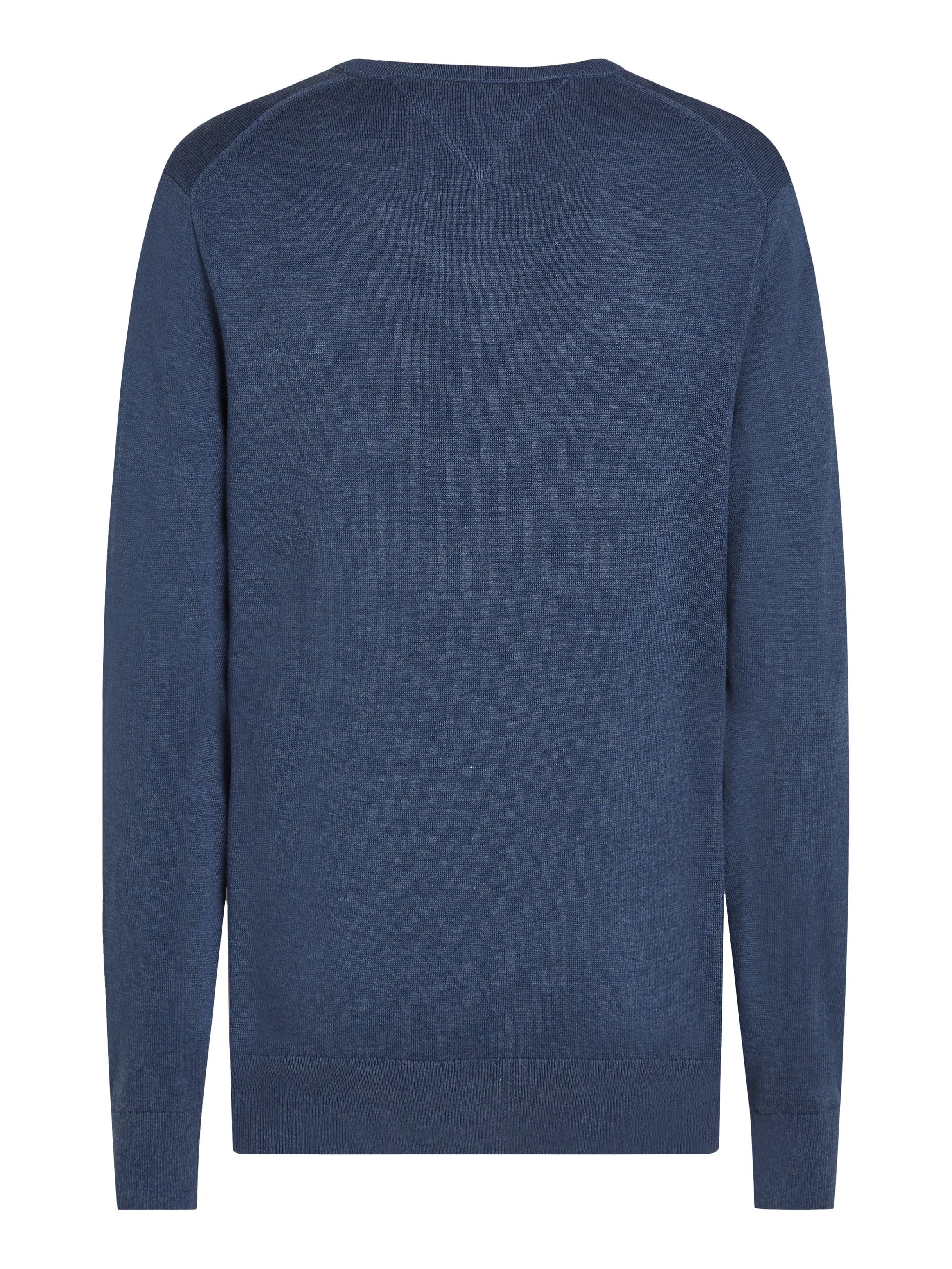 Tommy Hilfiger Strickpullover »ESSENTIAL COTTON V NECK mit V-Ausschnitt und Stickerei«, unifarben, casual, regular fit, Baumwolle, V-Ausschnitt