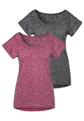 Vivance T-Shirt, (2 tlg., 2er-Pack), Ausbrenner-Qualität mit leicht transparentem Muster kaufen