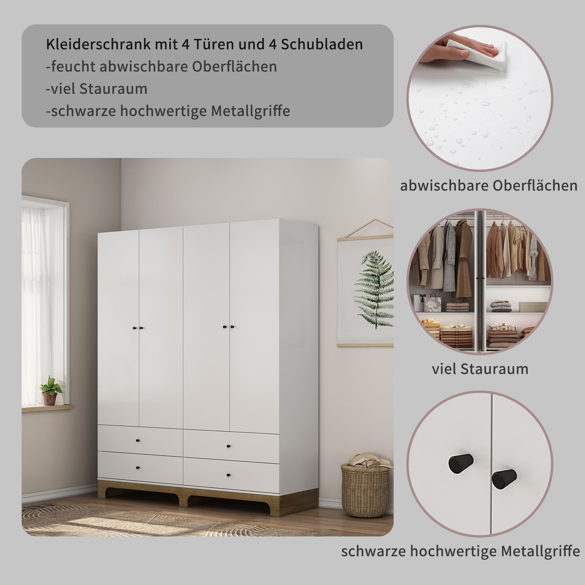 OTTO home Kleiderschrank »Oslo Schlafzimmerschrank Garderobe weiß Landhaus Bestseller«