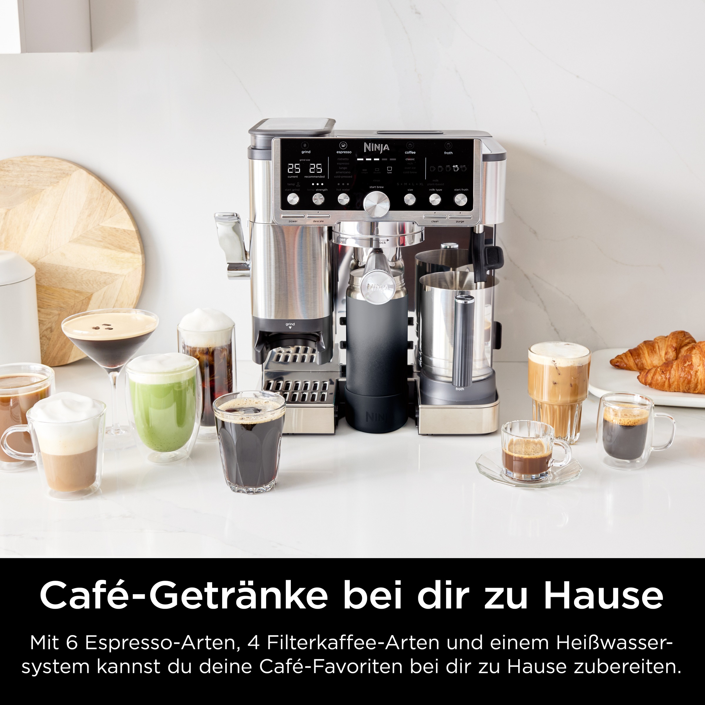 NINJA Espressomaschine »Ninja Luxe™ Café Pro Kaffeemaschine ES701EU«, 3-in-1-Kaffeemaschine für Espresso, Filterkaffee und Cold Brew
