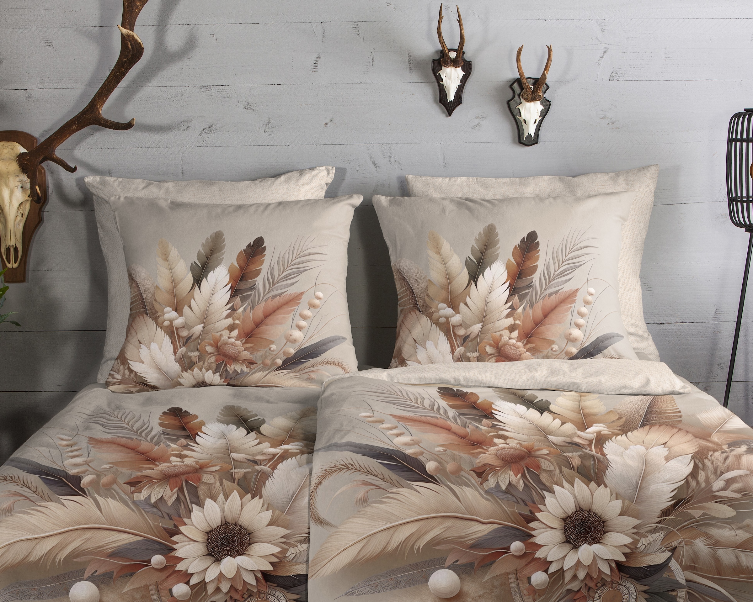 good morning Wendebettwäsche »Barro« 2 Stk. tlg. Flanell, Biber, Winter, Warm, Reißverschluss, Wendeoptik, Federn, sand