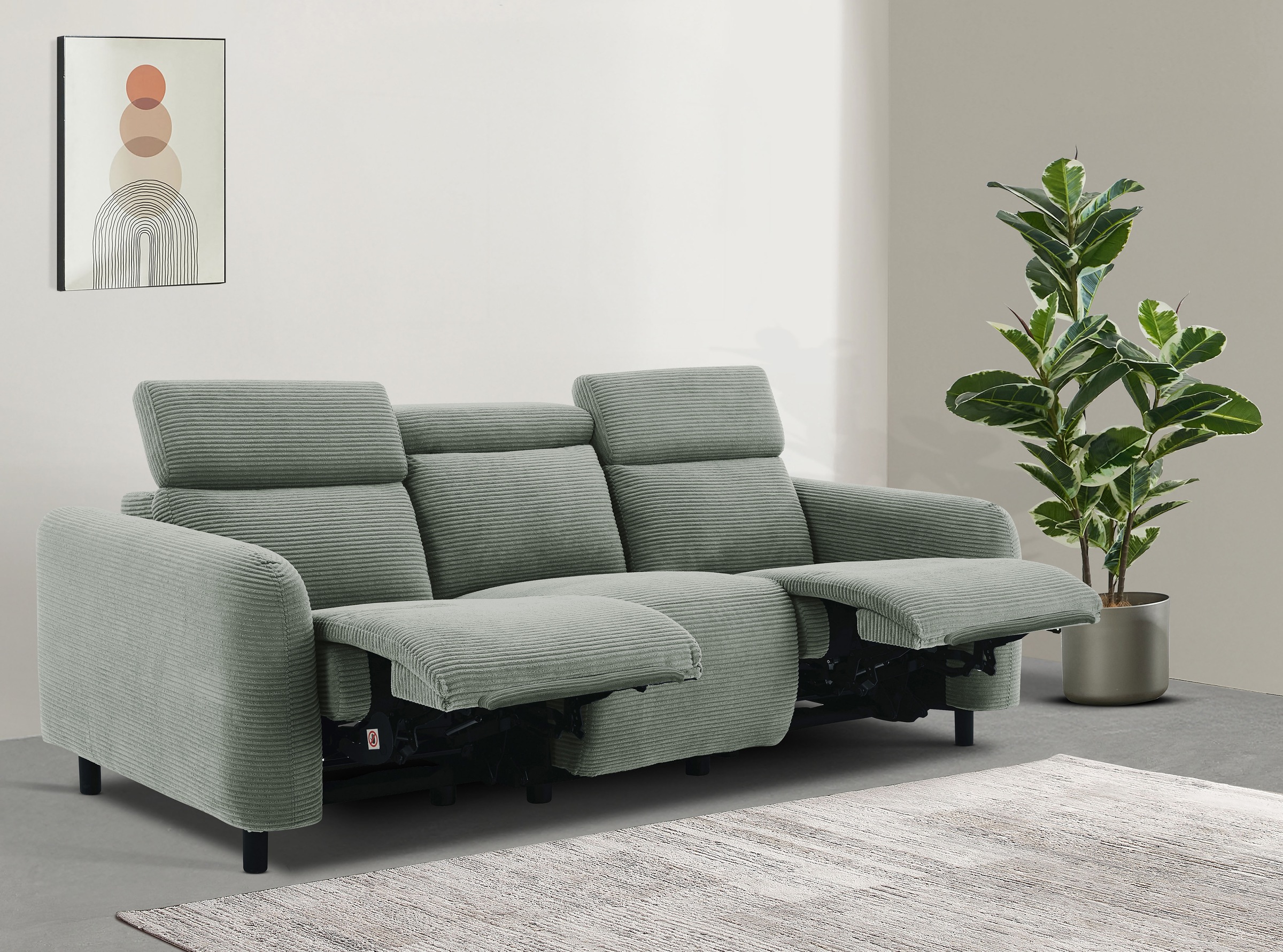 Home affaire 3-Sitzer »SKAANE in Cord, Sofa mit manueller u. elektrischer R günstig online kaufen