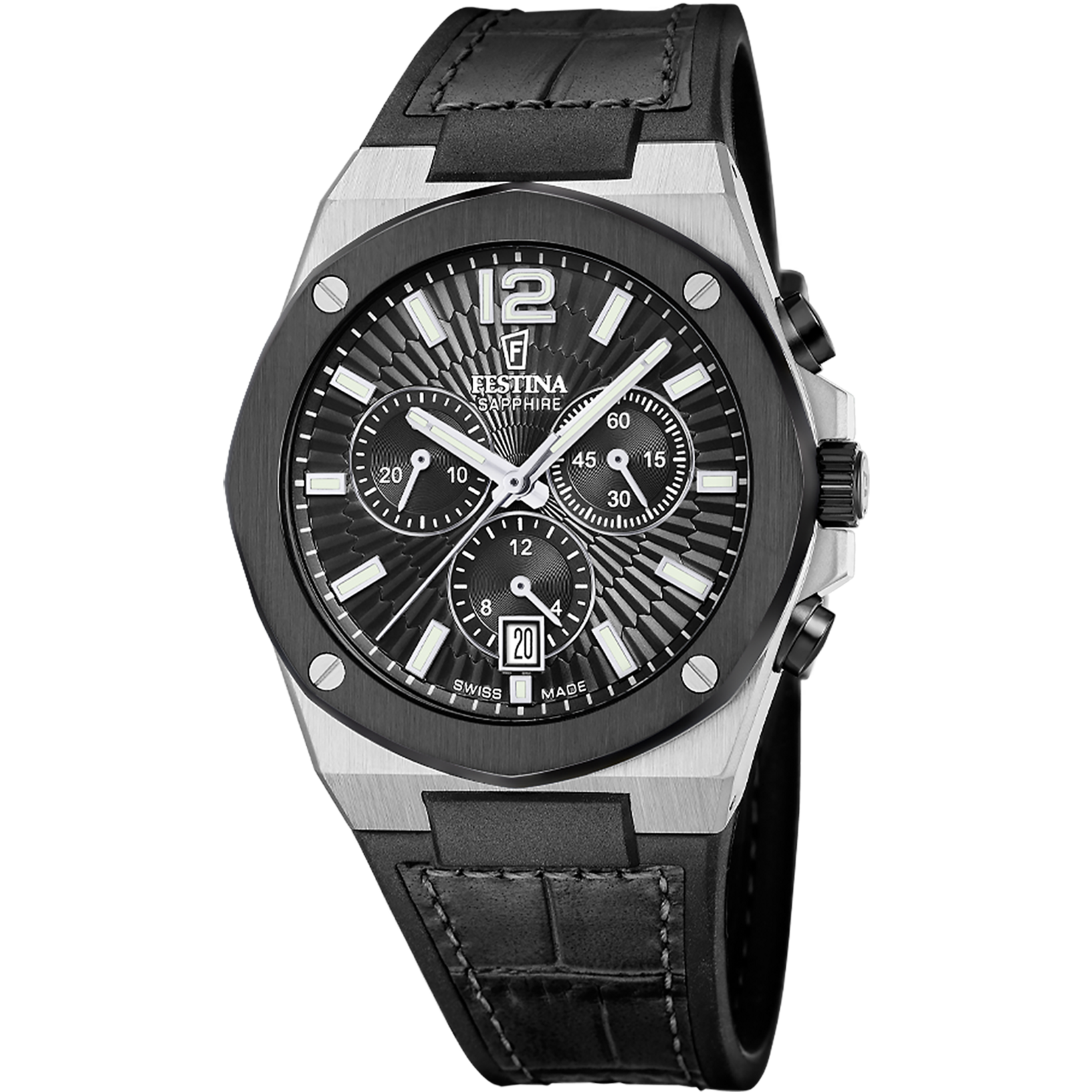 Festina Chronograph »Vallee« Quarzuhr, Armbanduhr, Herrenuhr, Swiss Made, Lederarmband, Analog, Tag