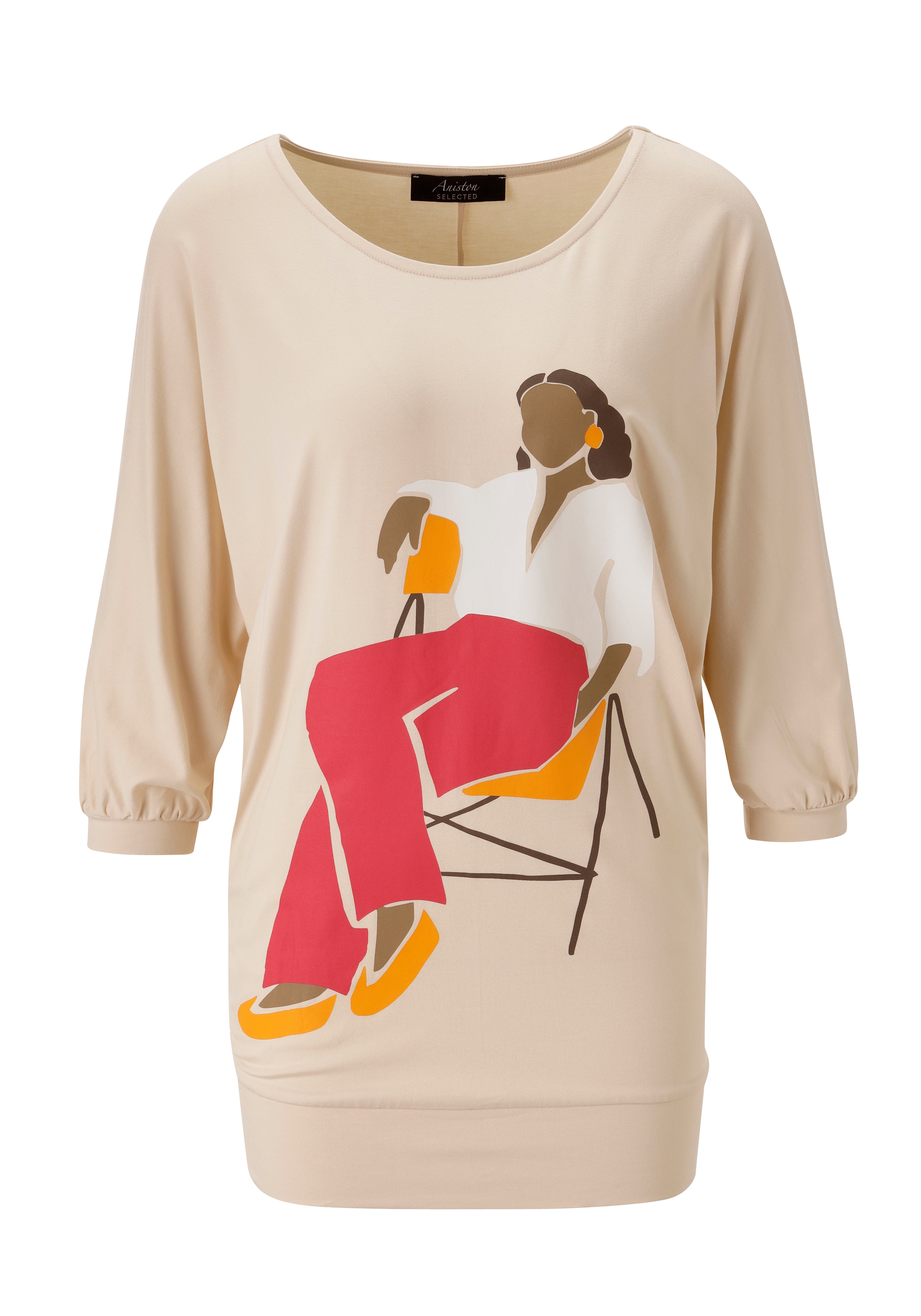 Aniston SELECTED Fledermausshirt, vorne mit großflächigem, femininem Frontdruck - NEUE KOLLEKTION