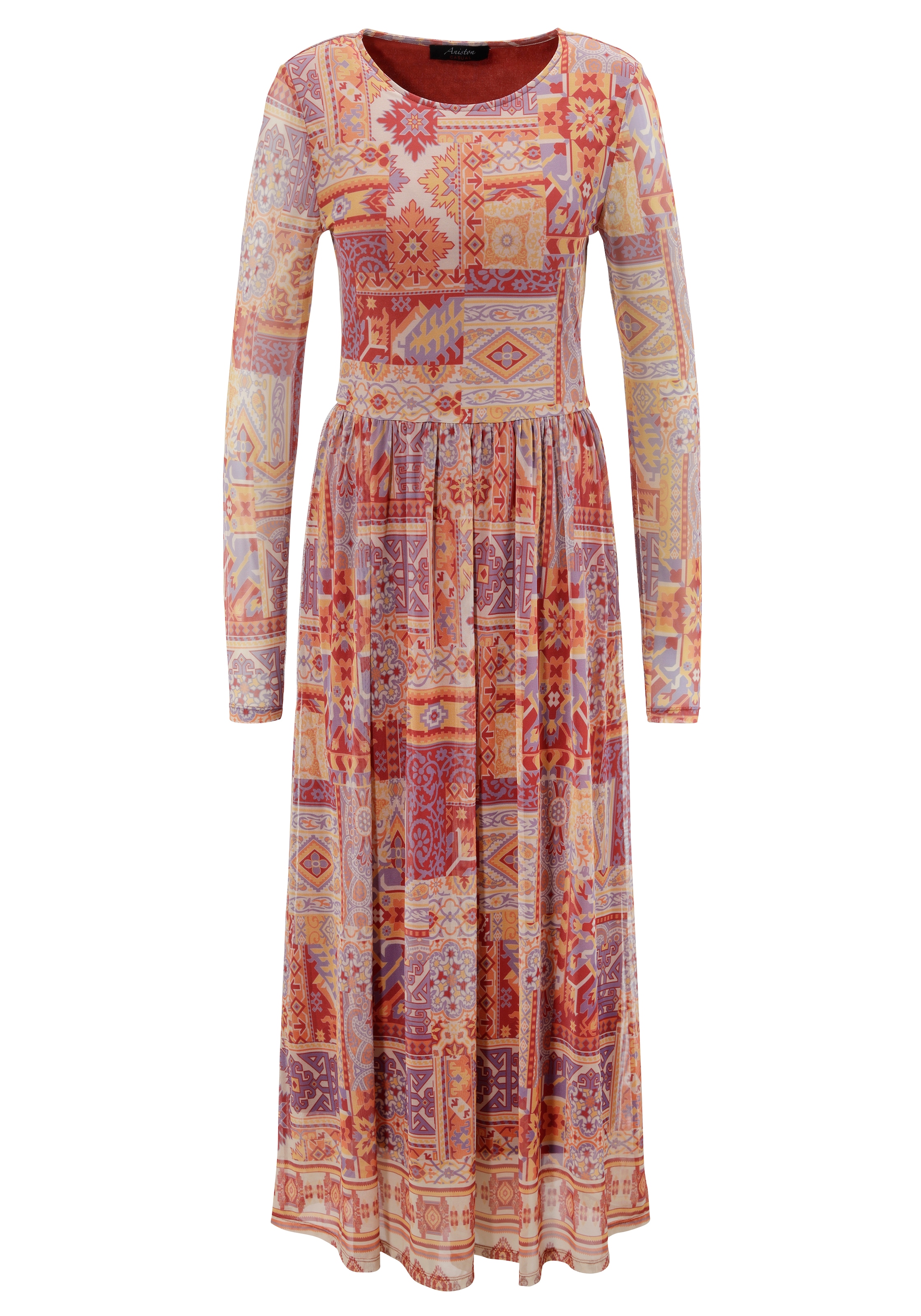 Aniston CASUAL Midikleid, mit farbharmonischem Ethno-Druck - NEUE KOLLEKTION