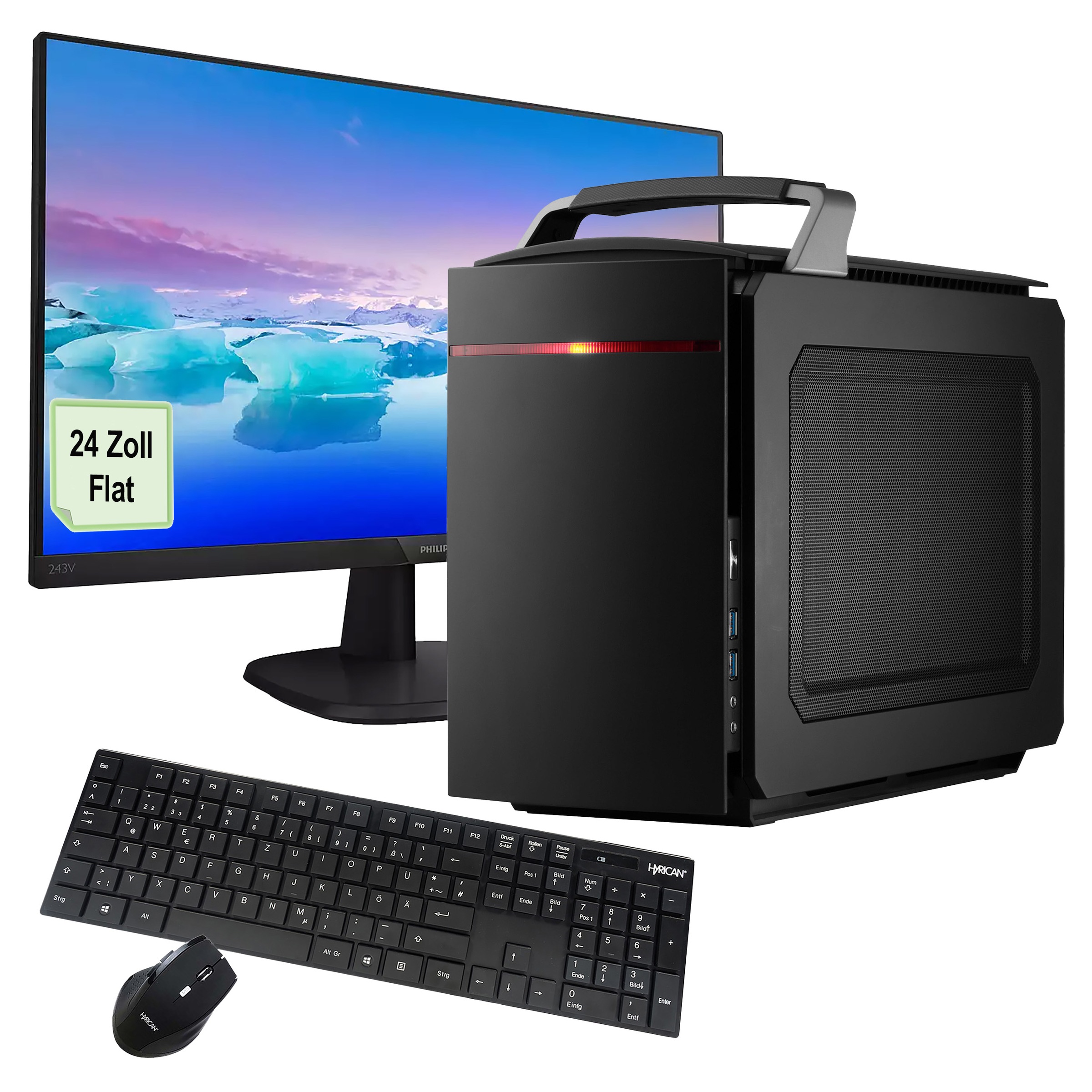 Hyrican PC-Komplettsystem »Multimedia-PC SET2469«, Win 11, inklusive Philips V-Line 243V7QDAB Full-HD-LCD-Monitor 24"
