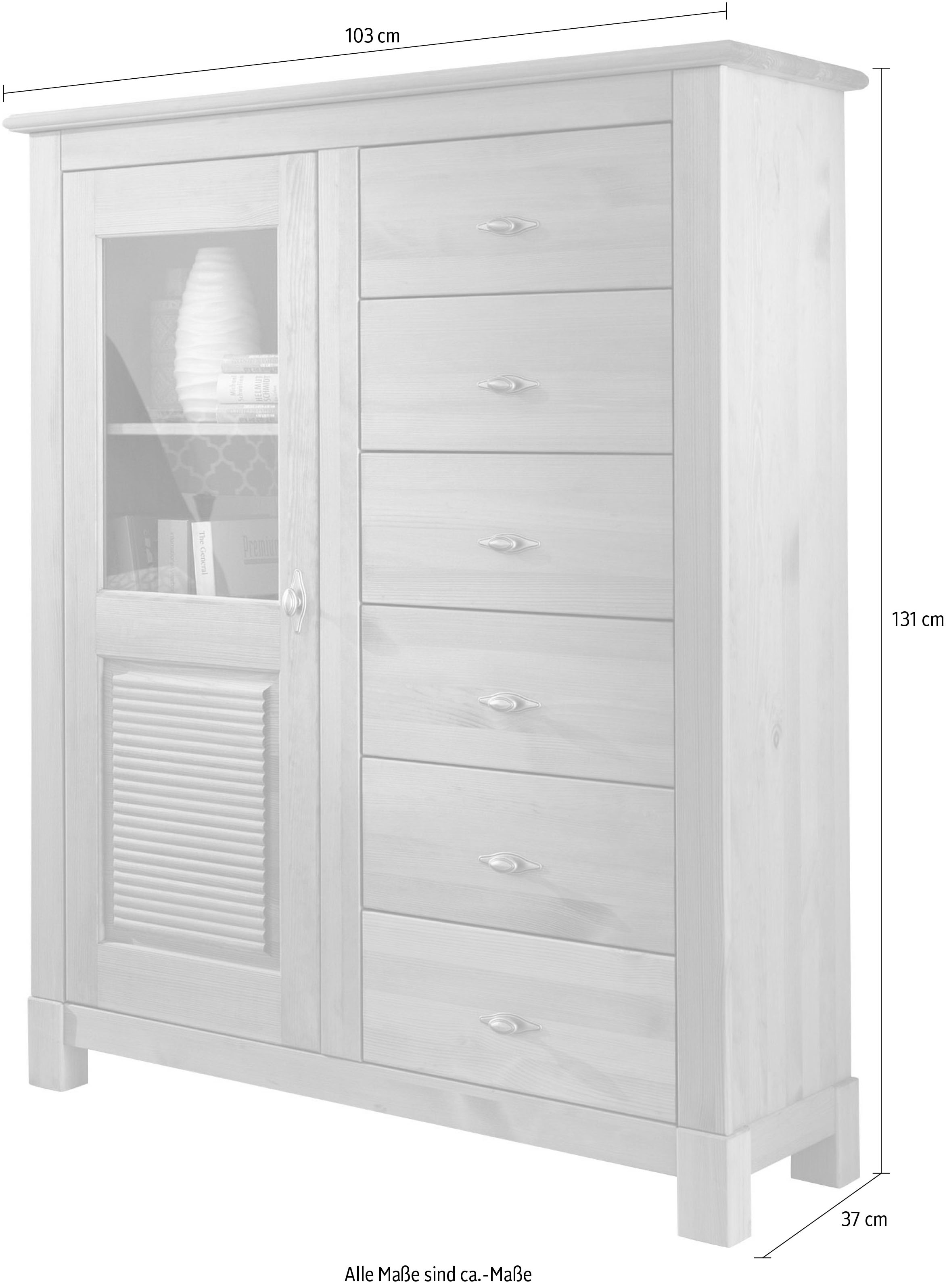 Home affaire Highboard »Rauna«, Vitrine, Breite 103 cm