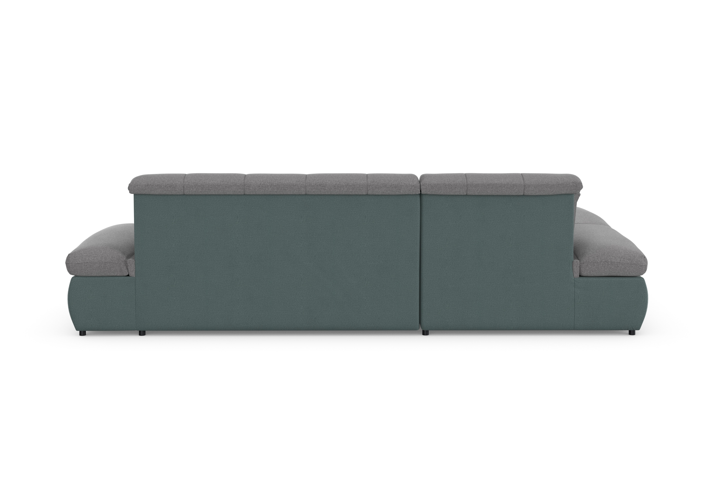 DOMO collection Ecksofa »Moric, L-Form, XXL-Sofa - Breite 300cm«, wahlweise mit Bettfunktion und Armteilverstellung, eisblau-grau