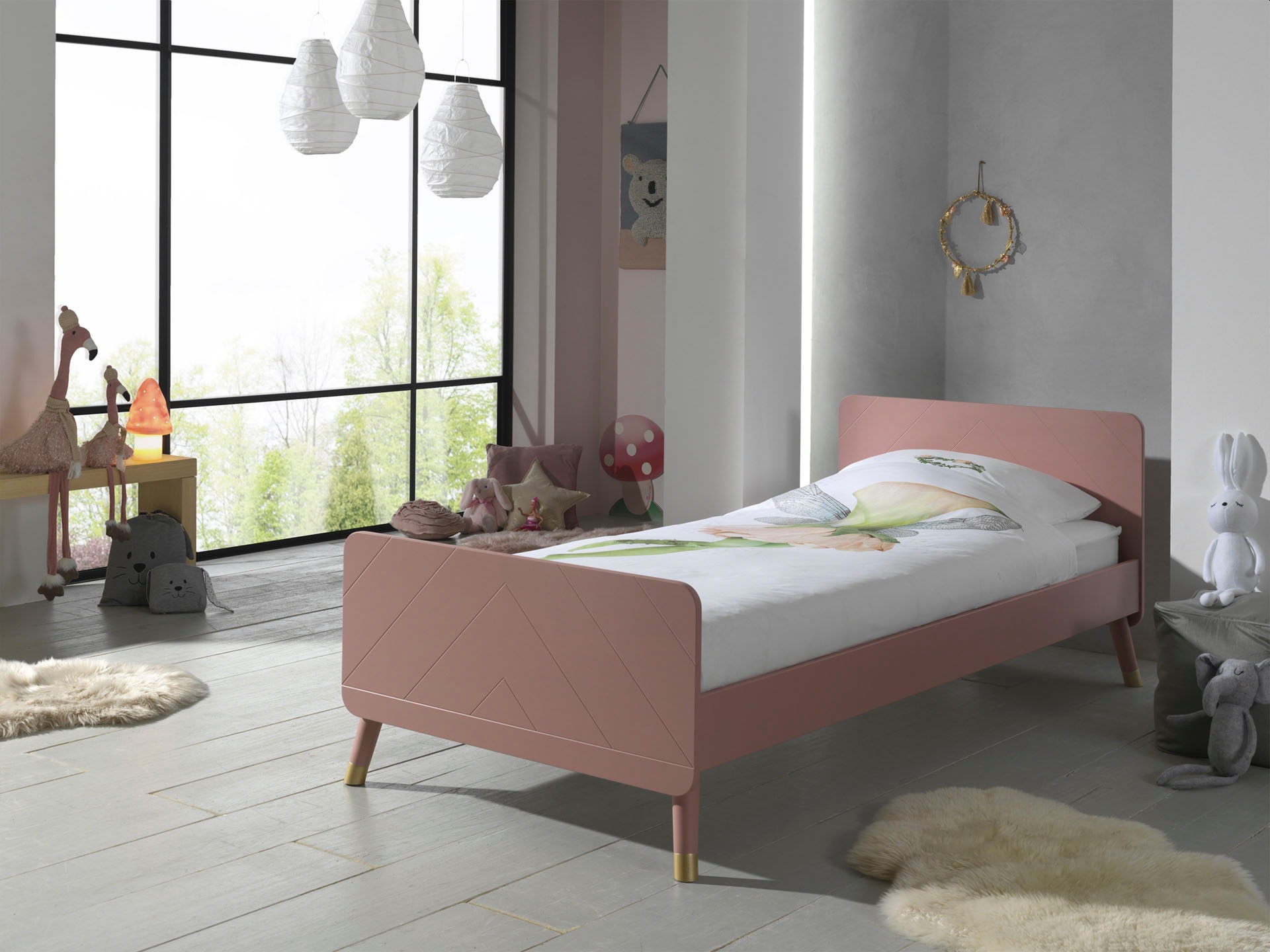 Vipack Jugendbett »Billy, Einzelbett 90/200, Inkl. Rolllattenrost, Modernes Design« B/H/T Ca. 203, 6x73, 5x95cm, Profil-Optik In Kopf- Und Fußteil,