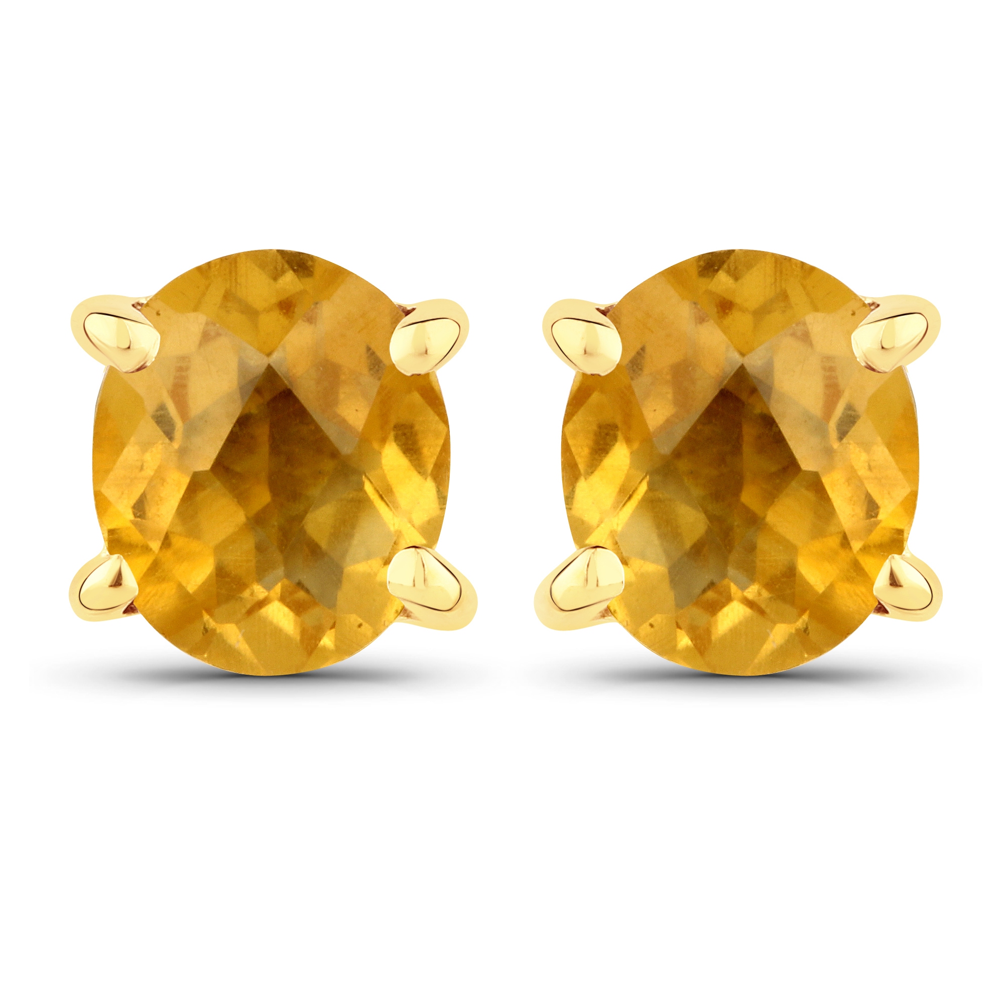 Vira Jewels Paar Ohrstecker »925-Sterling Silber vergoldet Glänzend Citrin gelb«