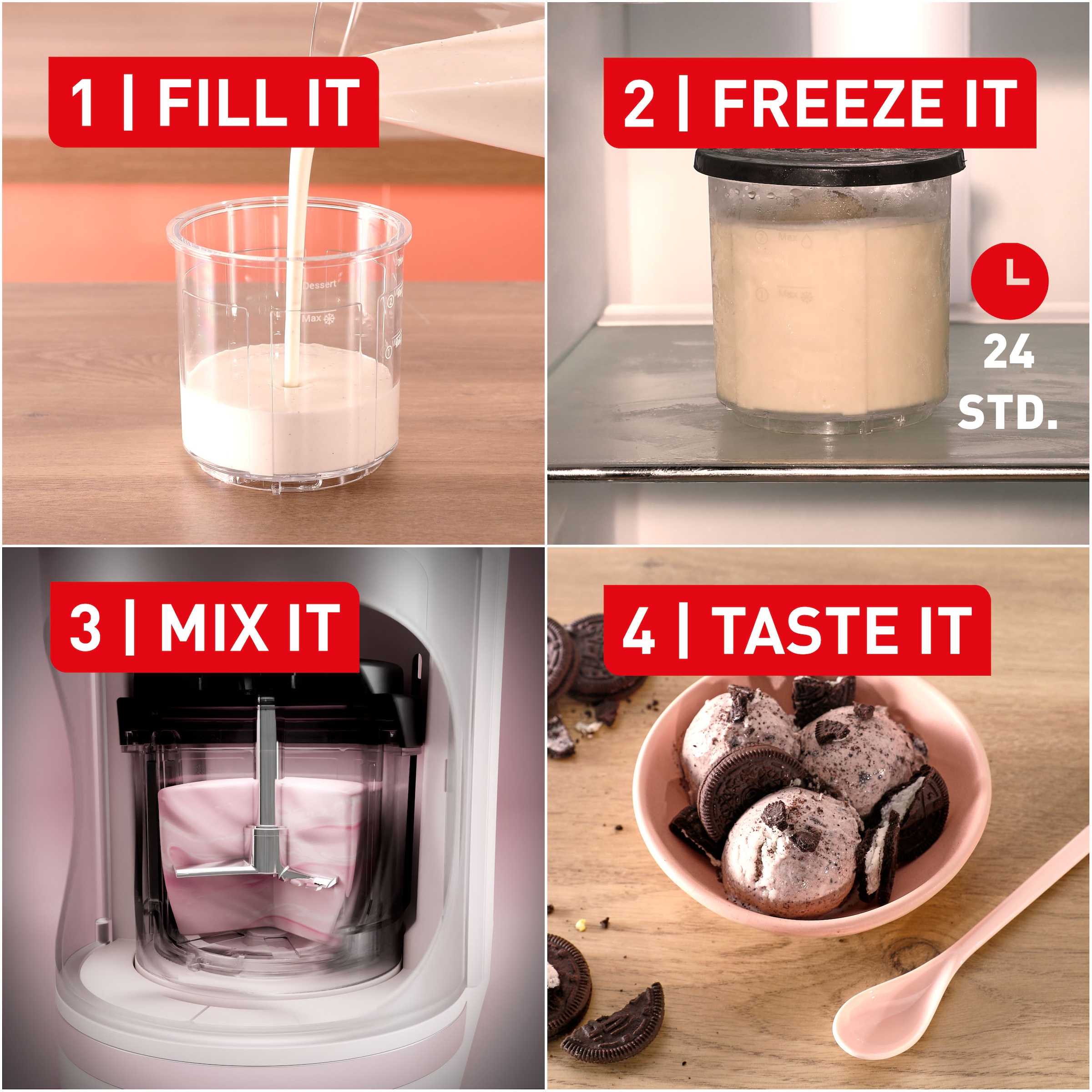 Tefal Eismaschine »Dolci« 1,4 l 600 W 10 Programme, automatisches Reinigungsprogramm, digitales Rezeptbuch