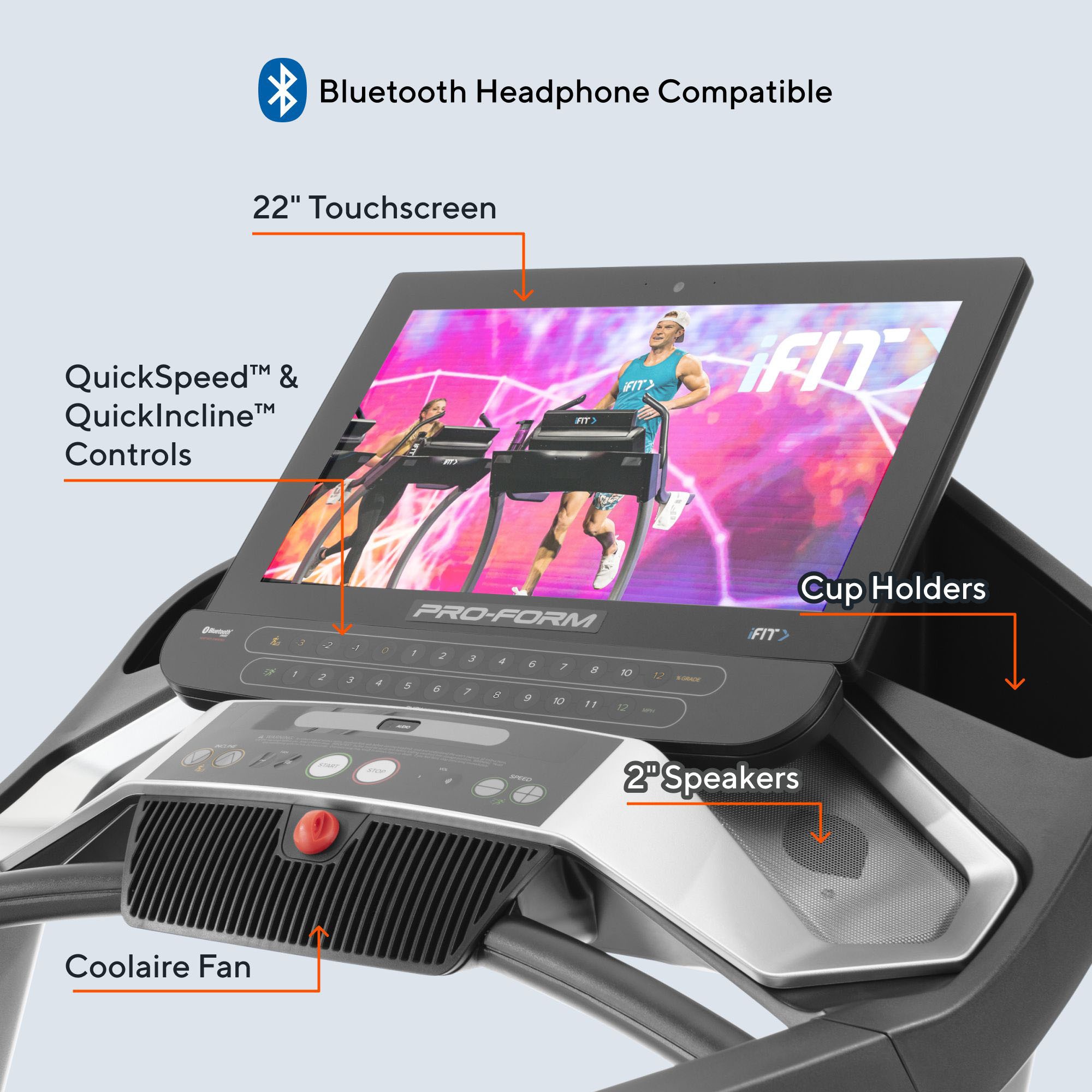 Pro Form Laufband »ProForm Pro 9000«, (iFIT-Laufband aktiviert, zum Laufen und Gehen mit 22" Touchscreen), bis max. 22 km/h, klappbar