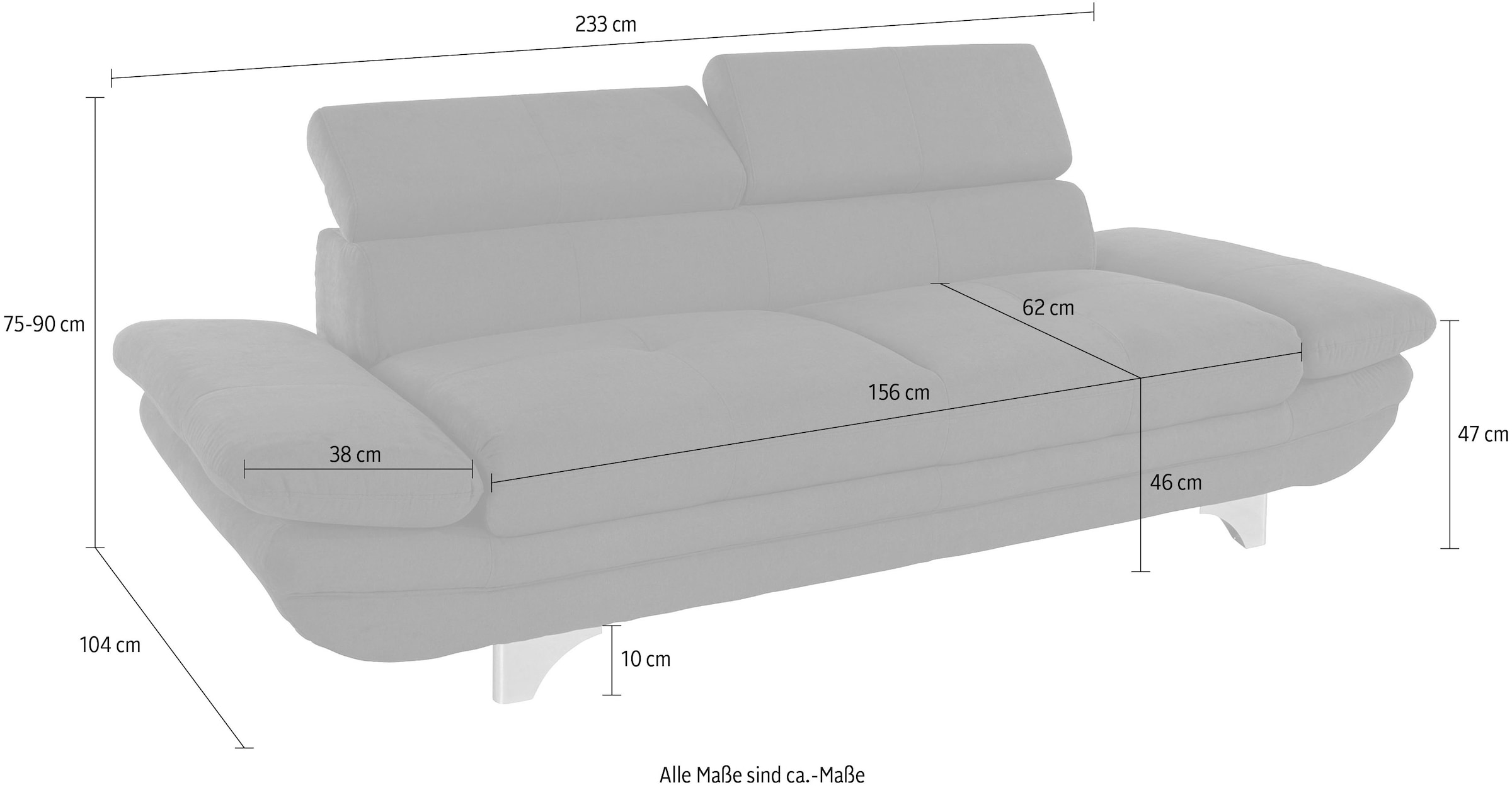 COTTA 3-Sitzer »Enterprise«, Big-Sofa, mit Armteilverstellung & Kopfteilverstellung
