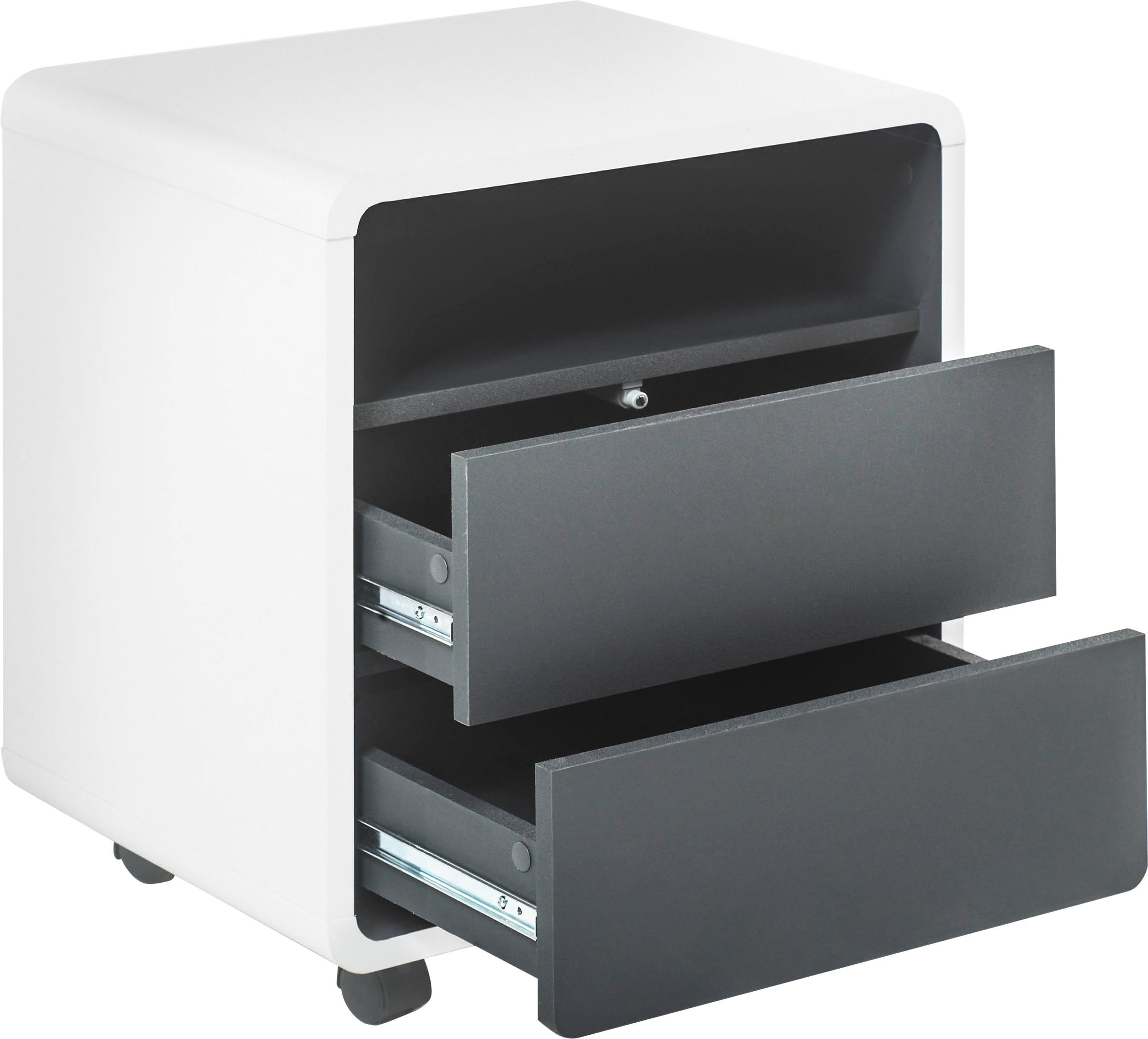 MCA furniture Rollcontainer »Tadeo«, weiß matt, Absetzungen in Grau Matt