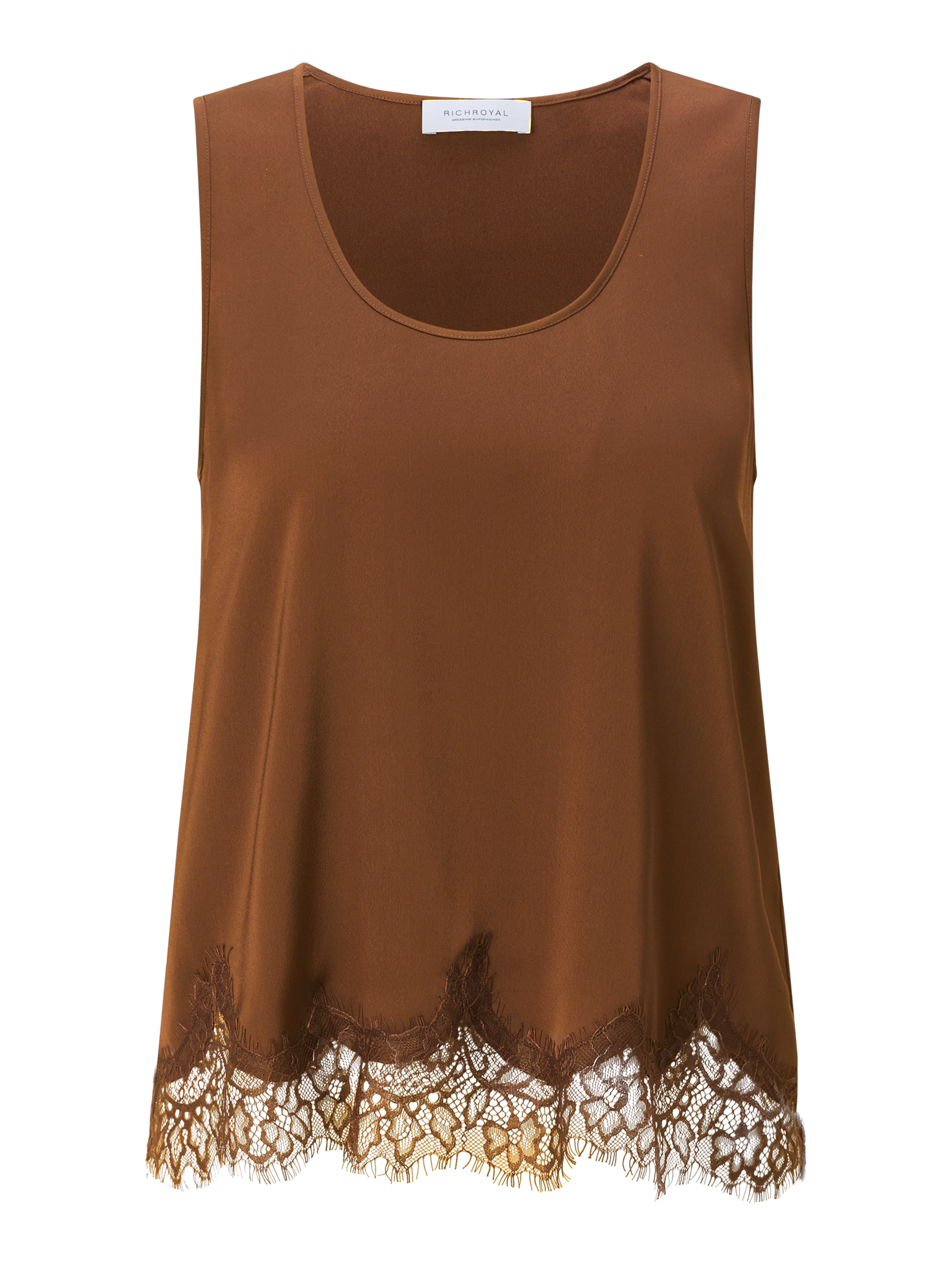 RICHROYAL Shirttop mit Spitzenbesatz am Saum, edle Satin-Optik
