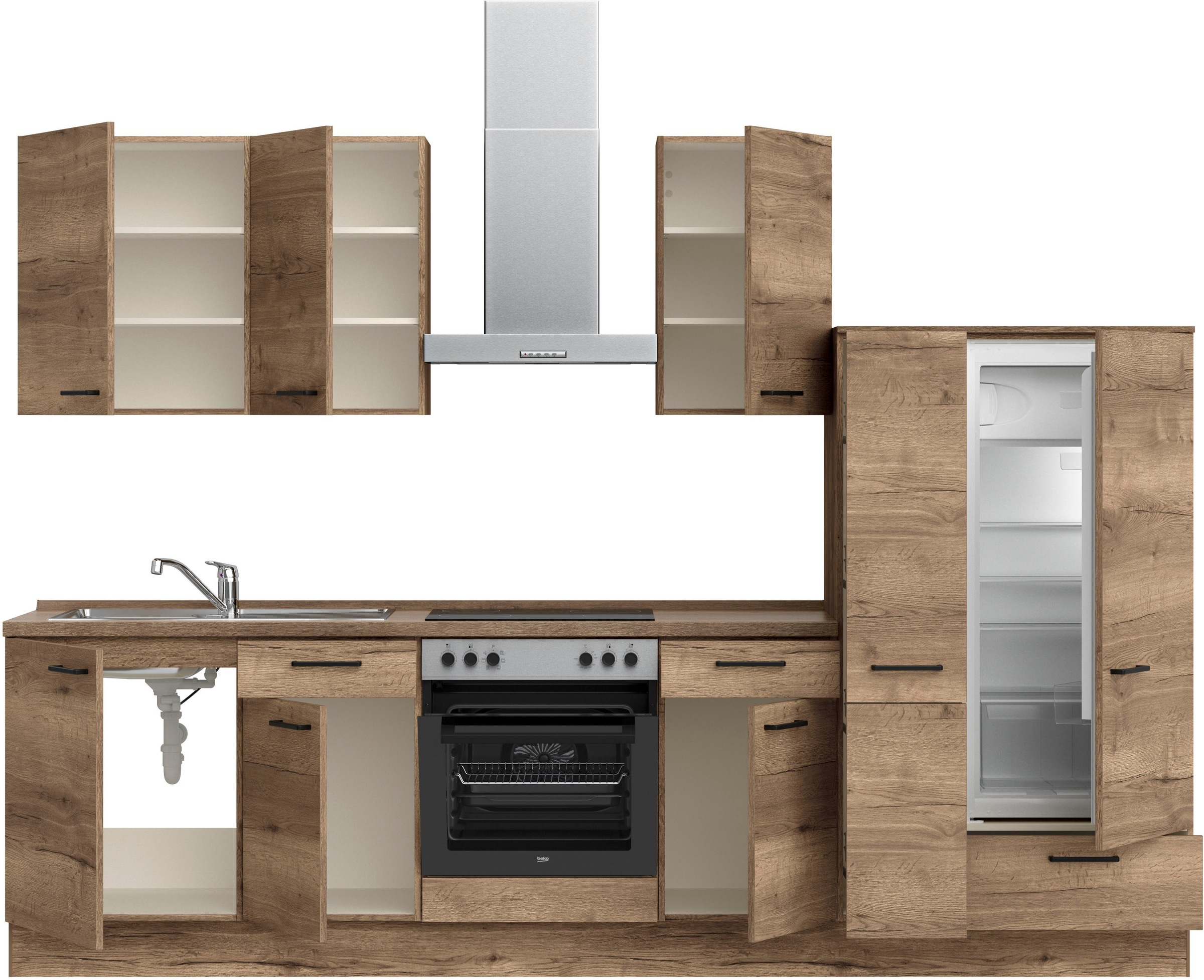 nobilia® Küchenzeile »"Structura I"«, vormontiert, Ausrichtung wählbar, Breite 300 cm, wahlw. mit E-Geräten