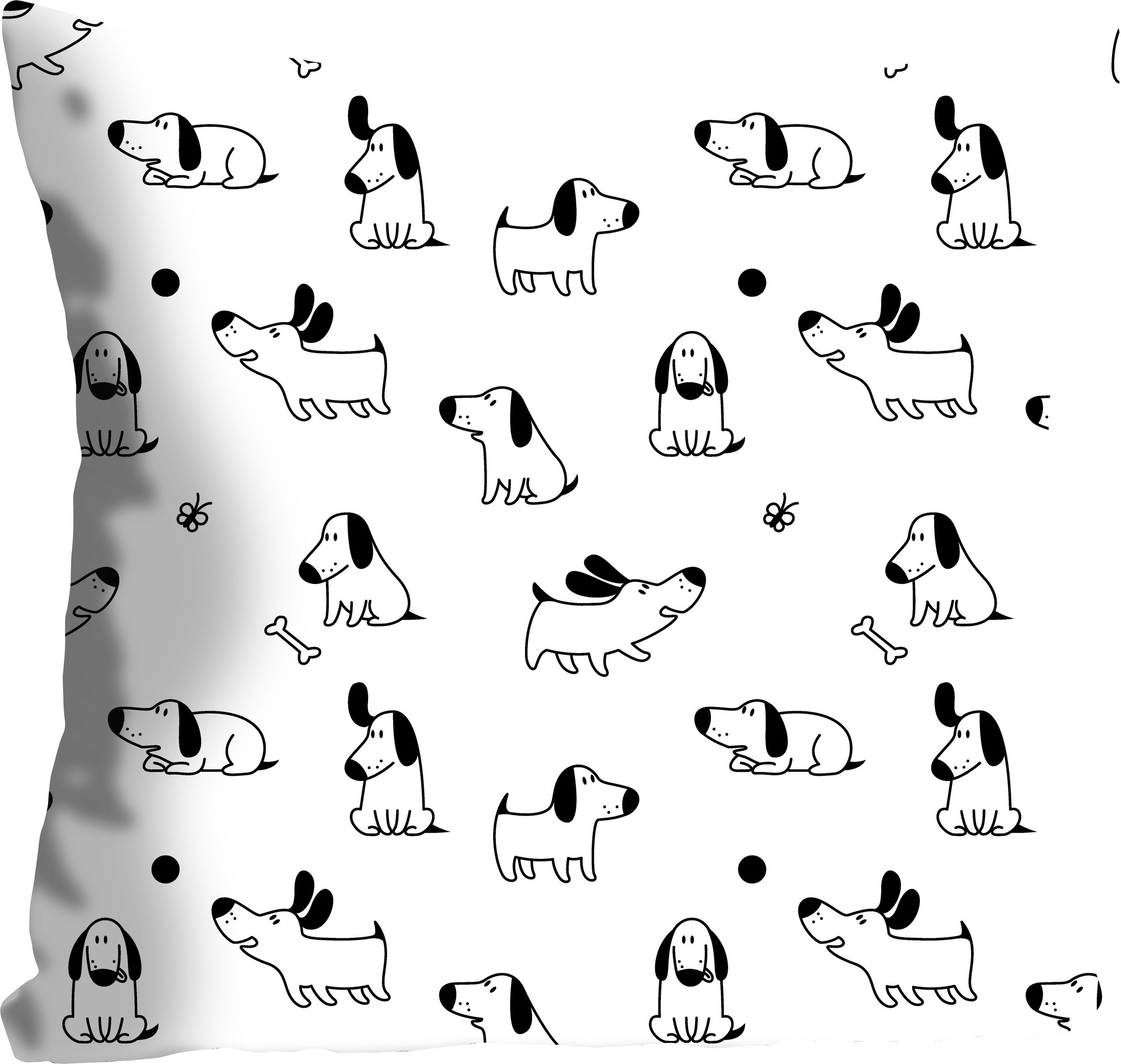 queence Dekokissen »Snoopy«, Kissenhülle,Spielende Dackel,Weiß,Schwarz,Nied günstig online kaufen