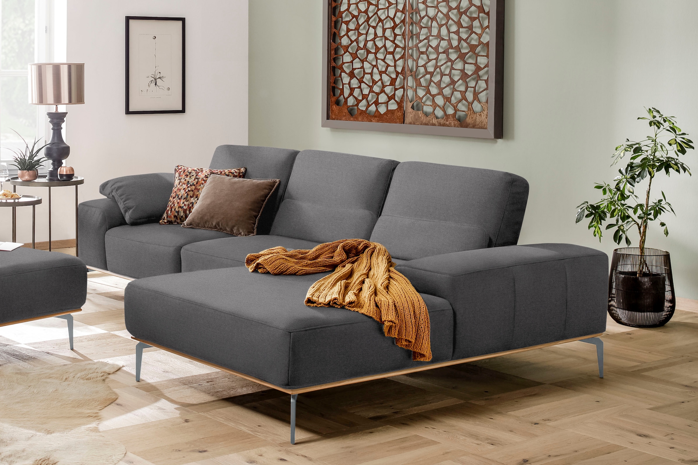 W.SCHILLIG Ecksofa "run", mit elegantem Holzsockel, Füße in Silber matt, Br günstig online kaufen