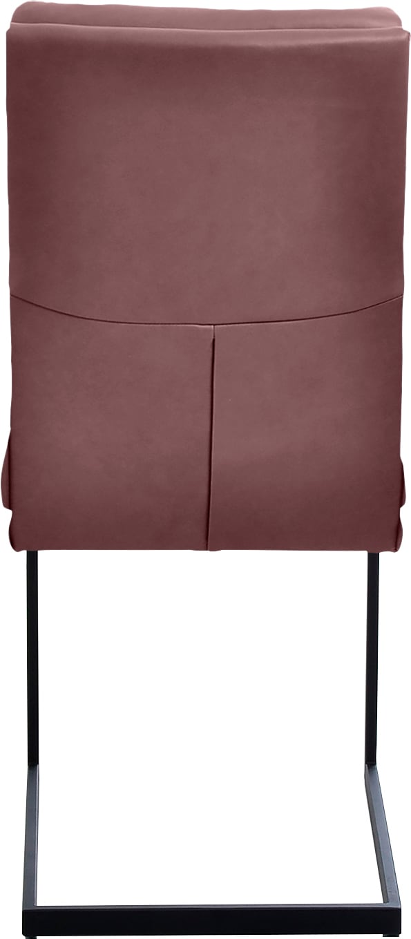 K+W Komfort & Wohnen Freischwinger, Leder CLOUD, stabiles Hochkantrohr, Untergestell in Edelstahloptik oder schwarz
