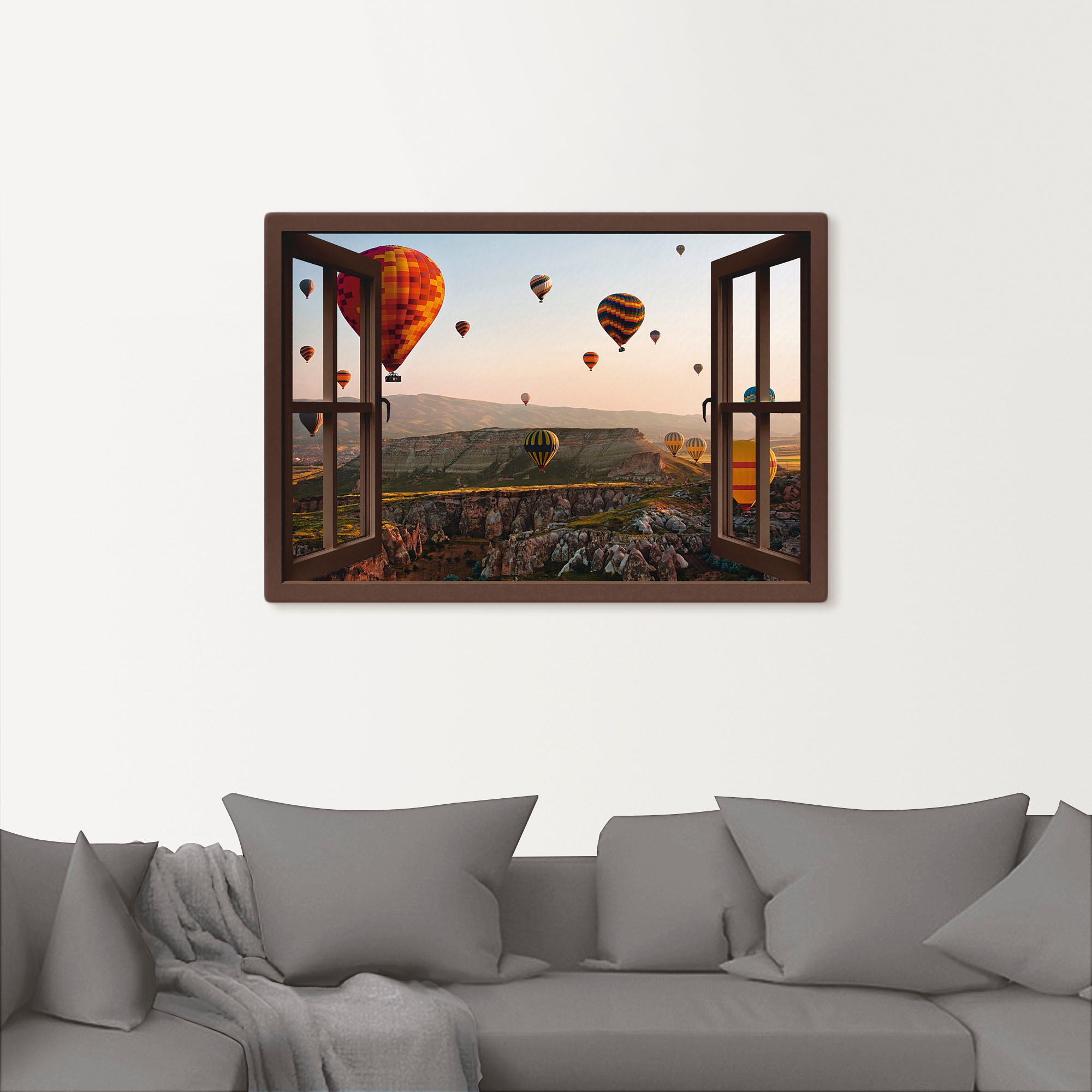 Artland Wandbild »Fensterblick Kappadokien Ballonfahrt«, Ballonfahren, (1 S günstig online kaufen