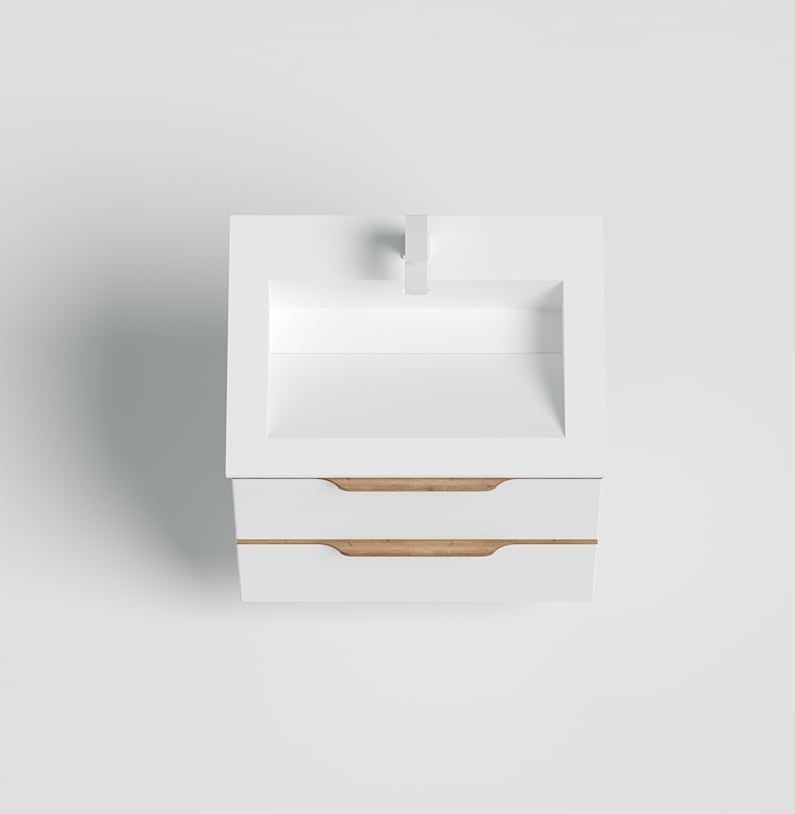 welltime Waschtisch »Amber« mit CORIAN-Acrylstein Waschbecken, massive Eichendetails