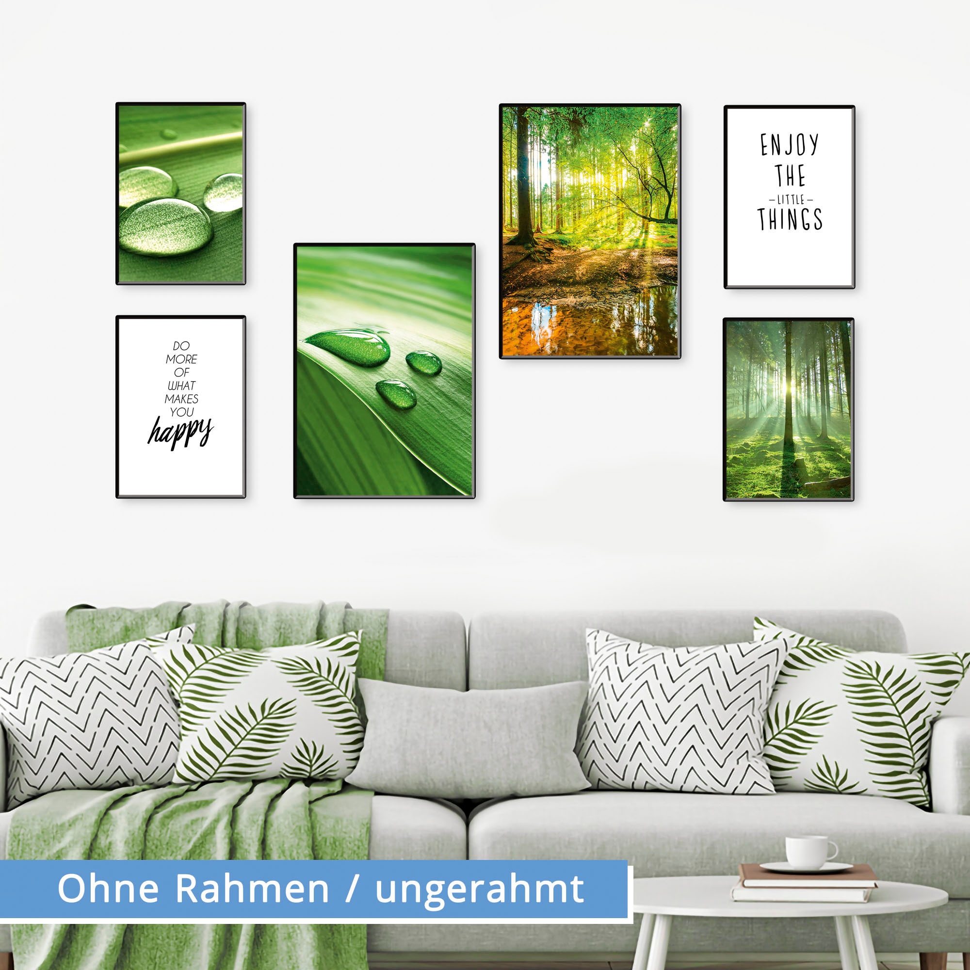 Artland Poster »Genieße die Natur«, Baumbilder, (Set, 6 St.), 6er Set, 2xDIN A3 / 4xDIN A4, ohne Rahmen