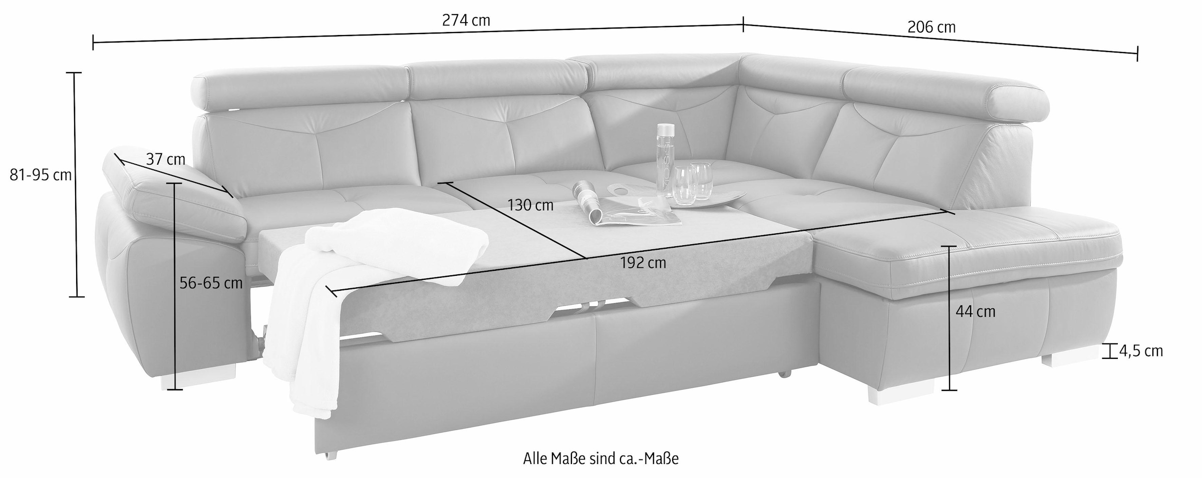 exxpo - sofa fashion Ecksofa »Spring, super bequem und komfortabel mit Armteil- und Kopfteilfunktion«, wahlweise mit Bettfunktion und Bettkasten, L-Form