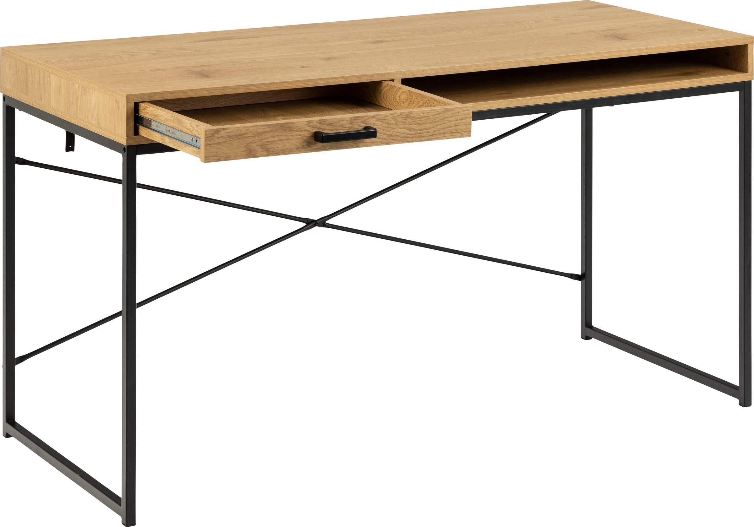 ACTONA GROUP Schreibtisch, Metallgestell, 1 Schublade und 1 offenem Fach, Breite 140 cm