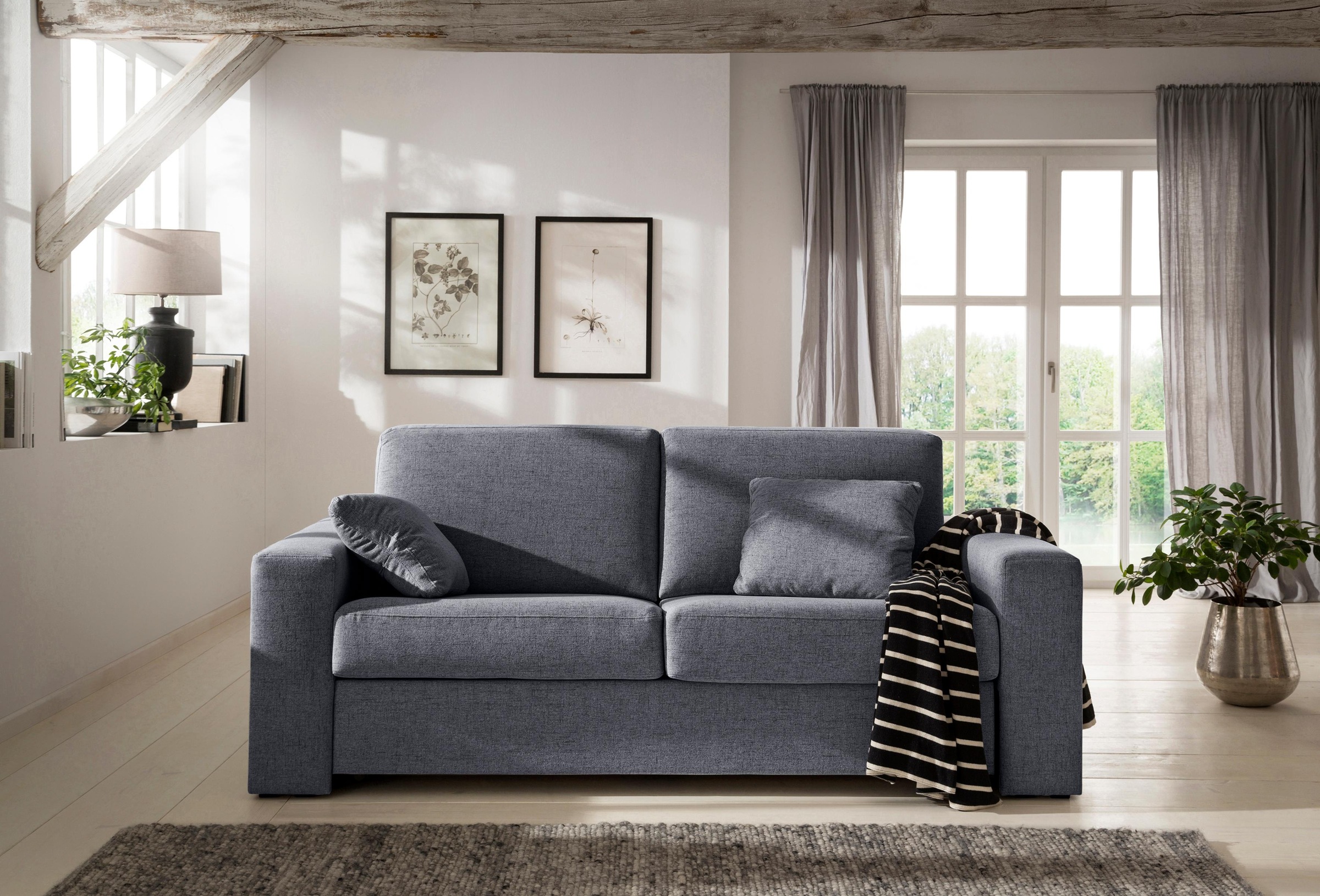 Home affaire Schlafsofa »Roma Matratzenhöhe 14 cm«, Dauerschlaffunktion, mit Unterfederung, Lattenrost, Matratze
