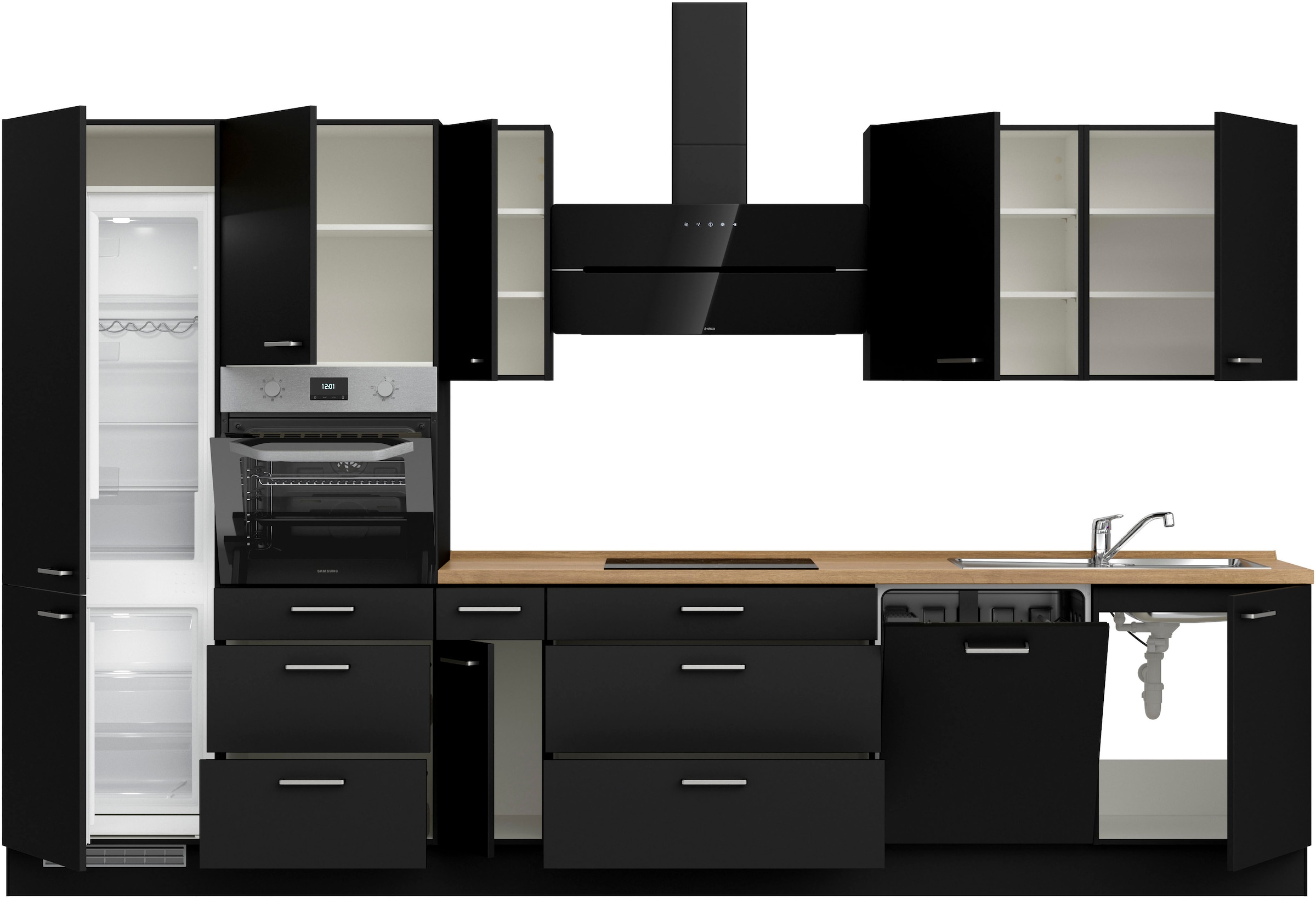 nobilia® Küchenzeile »"Touch II"«, vormontiert, Ausrichtung wählbar, Breite 360 cm, wahlw. mit E-Geräten