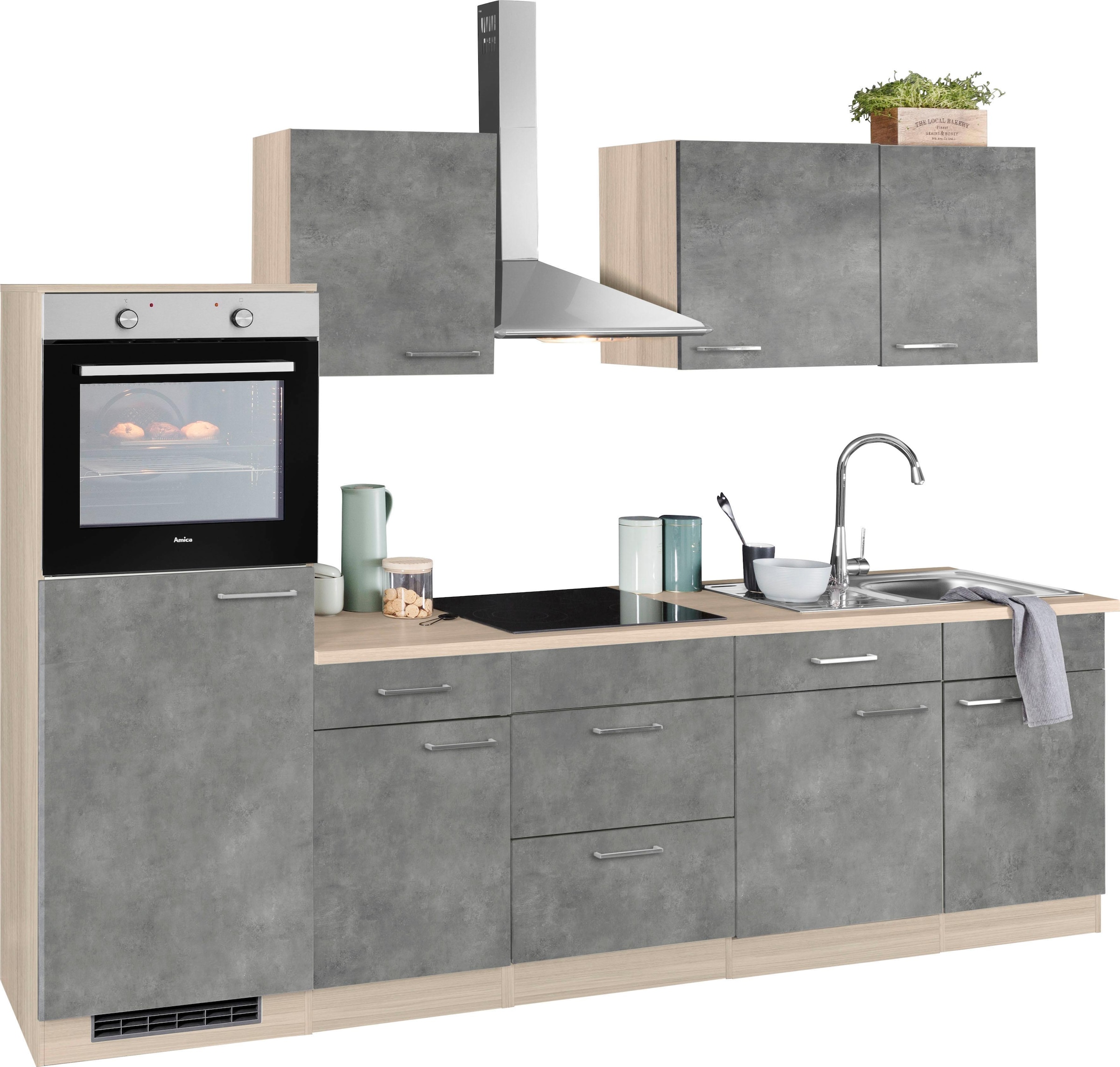 wiho Küchen Küchenzeile »Zell«, mit E-Geräten, Breite 280 cm online kaufen | Kochfeldumbauschränke