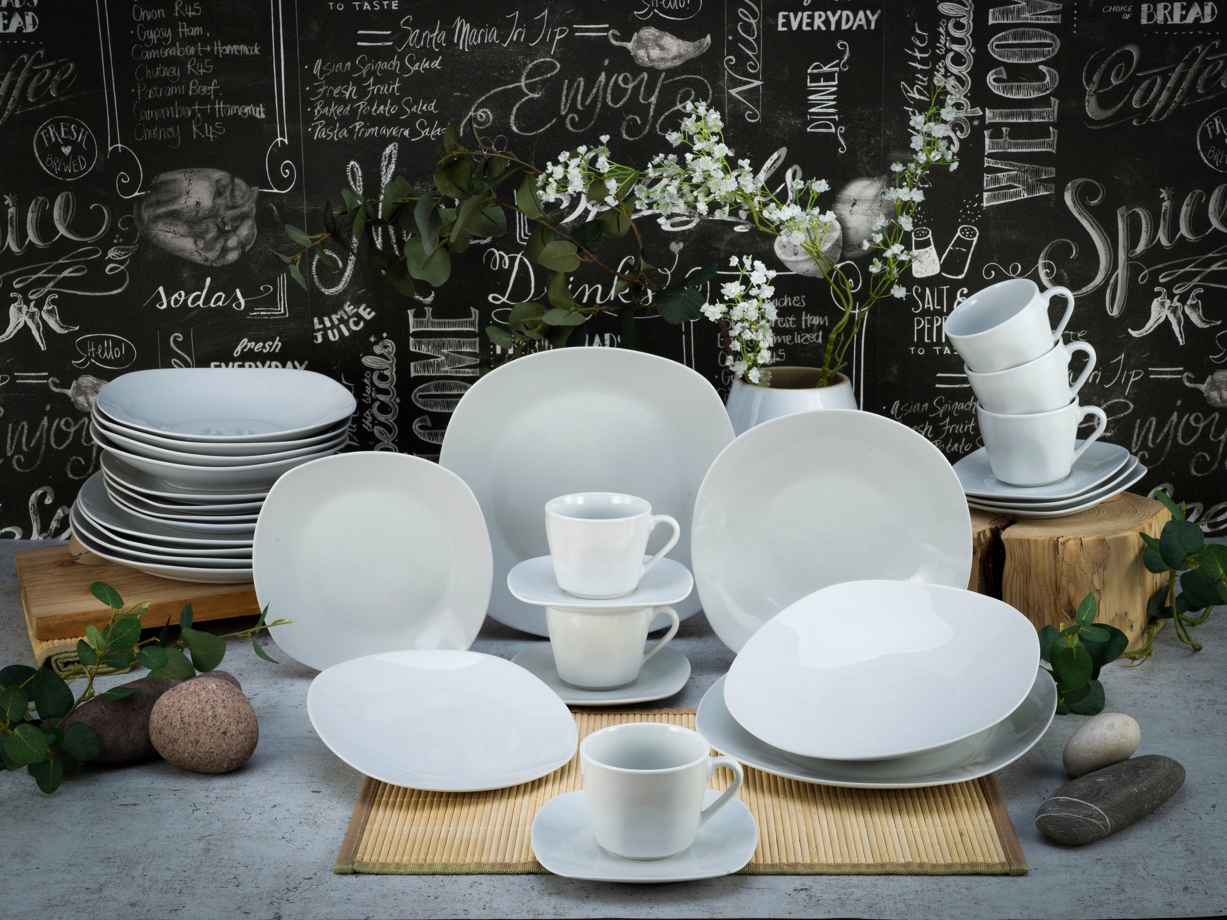 CreaTable Kombiservice »Square Weiss« abgerundete, quadratische Form günstig online kaufen
