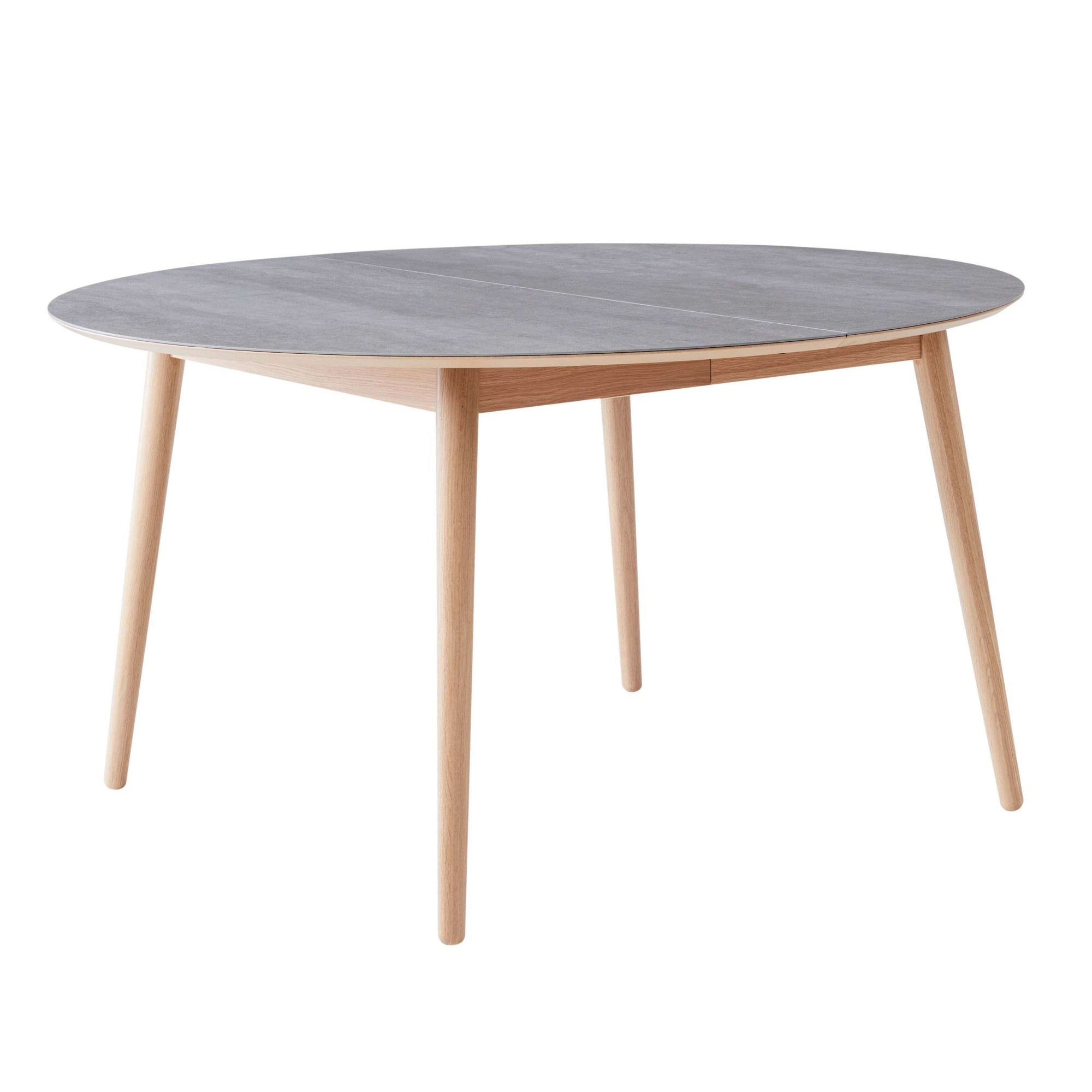 Hammel Furniture Esstisch »Meza Designtisch mit Auszugsfunktion und 2 Einlegeplatten«, runde Tischplatte aus Keramik, Massivholzgestell