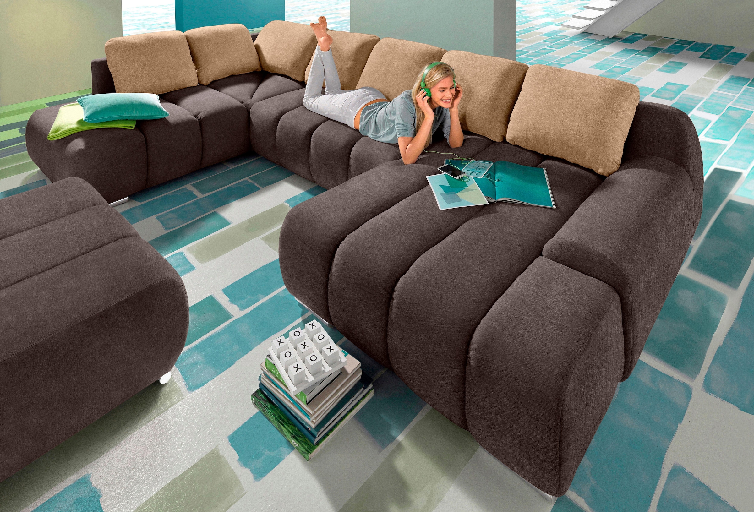 Home affaire Wohnlandschaft »Bono U-Form« wahlweise mit Bettfunktion günstig online kaufen