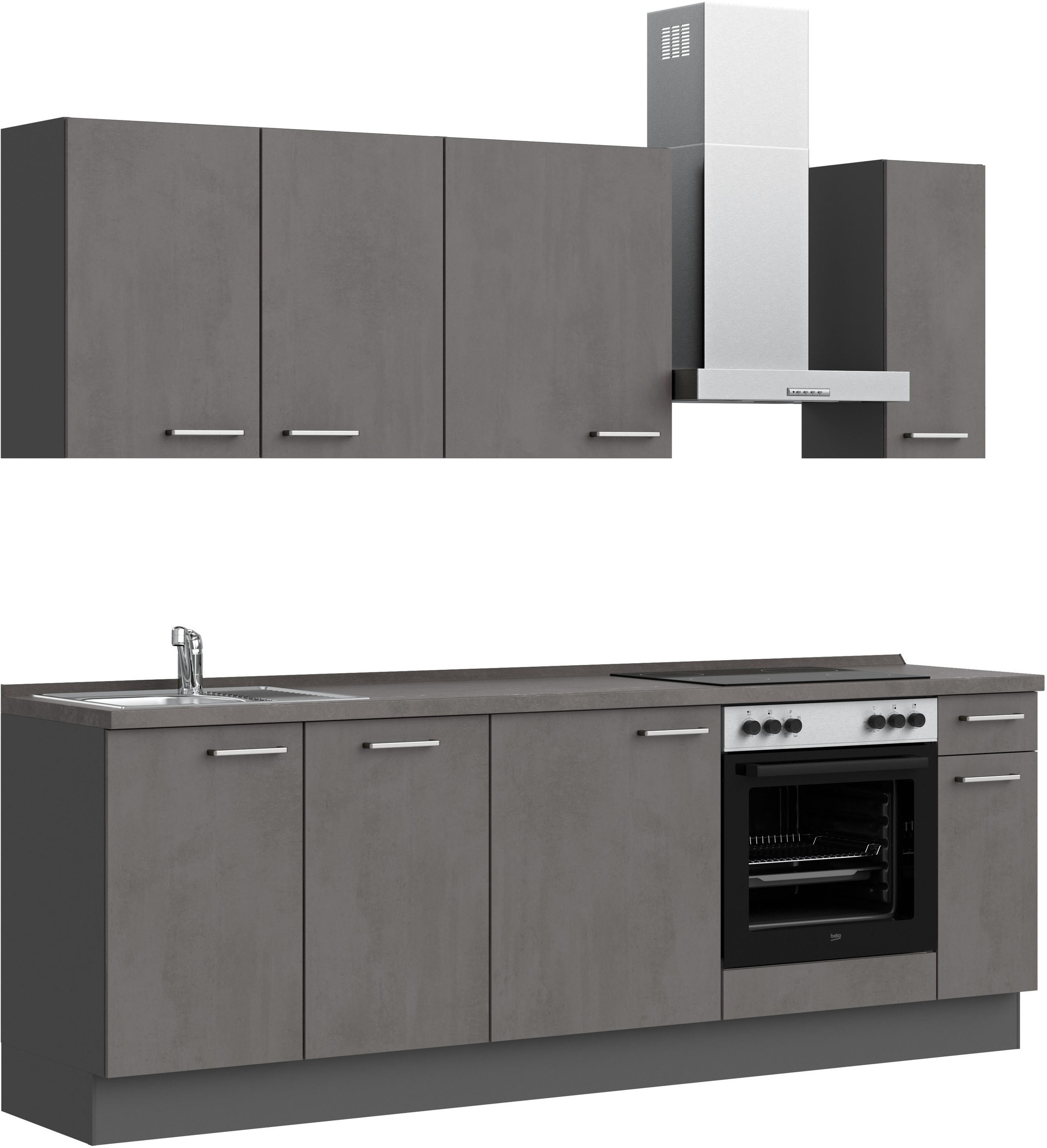 nobilia® Küchenzeile »"Riva I"«, vormontiert, Ausrichtung wählbar, Breite 240 cm, wahlw. mit E-Geräten
