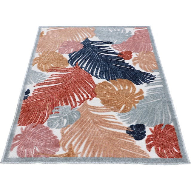 carpetfine Teppich »Deja 104«, rechteckig, robustes Flachgewebe, Motiv- Floral  Palmenblätter, Hoch-Tief Effekt bequem und schnell bestellen
